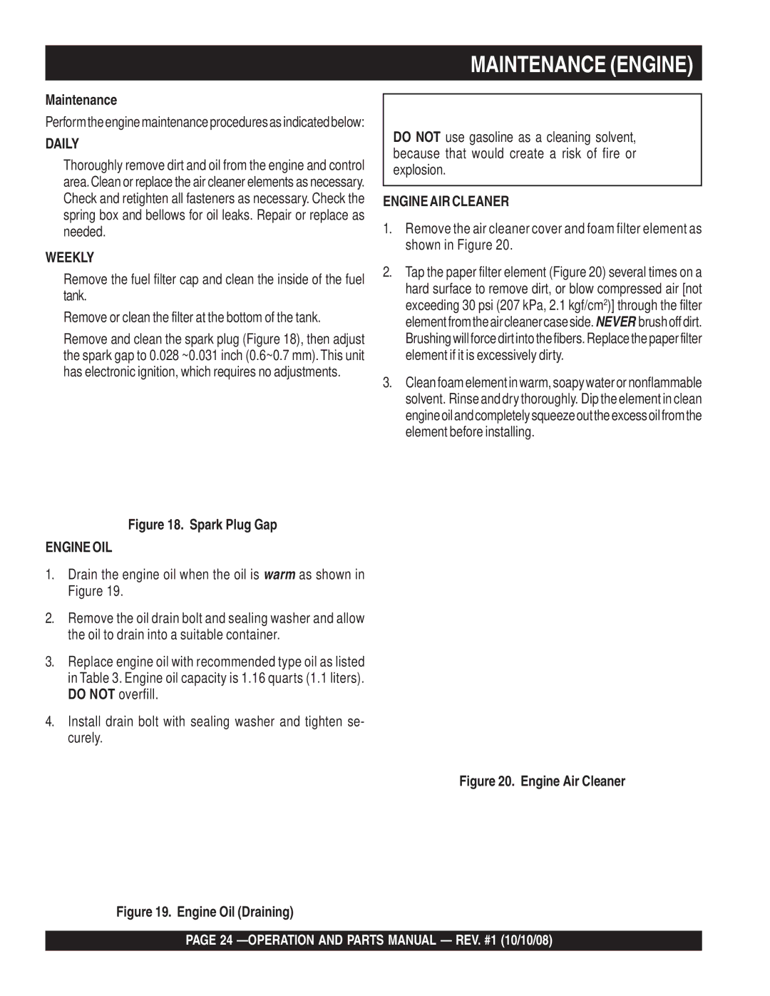 Multiquip QP4TE manual OPERATION and Parts Manual REV. #1 10/10/08 