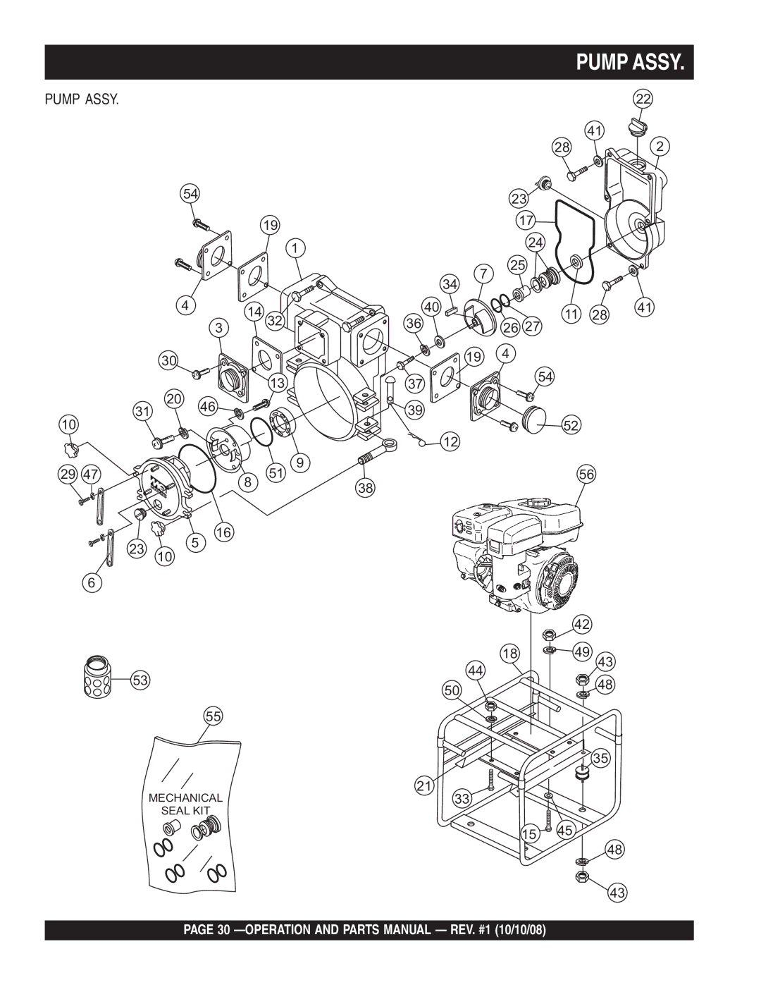 Multiquip QP4TE manual Pump Assy 