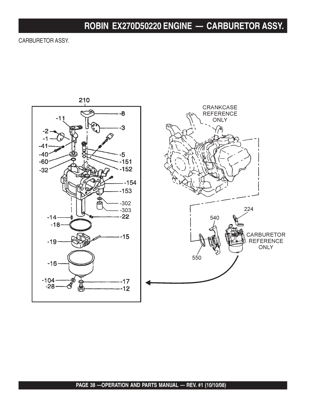 Multiquip QP4TE manual Robin EX270D50220 Engine Carburetor Assy 