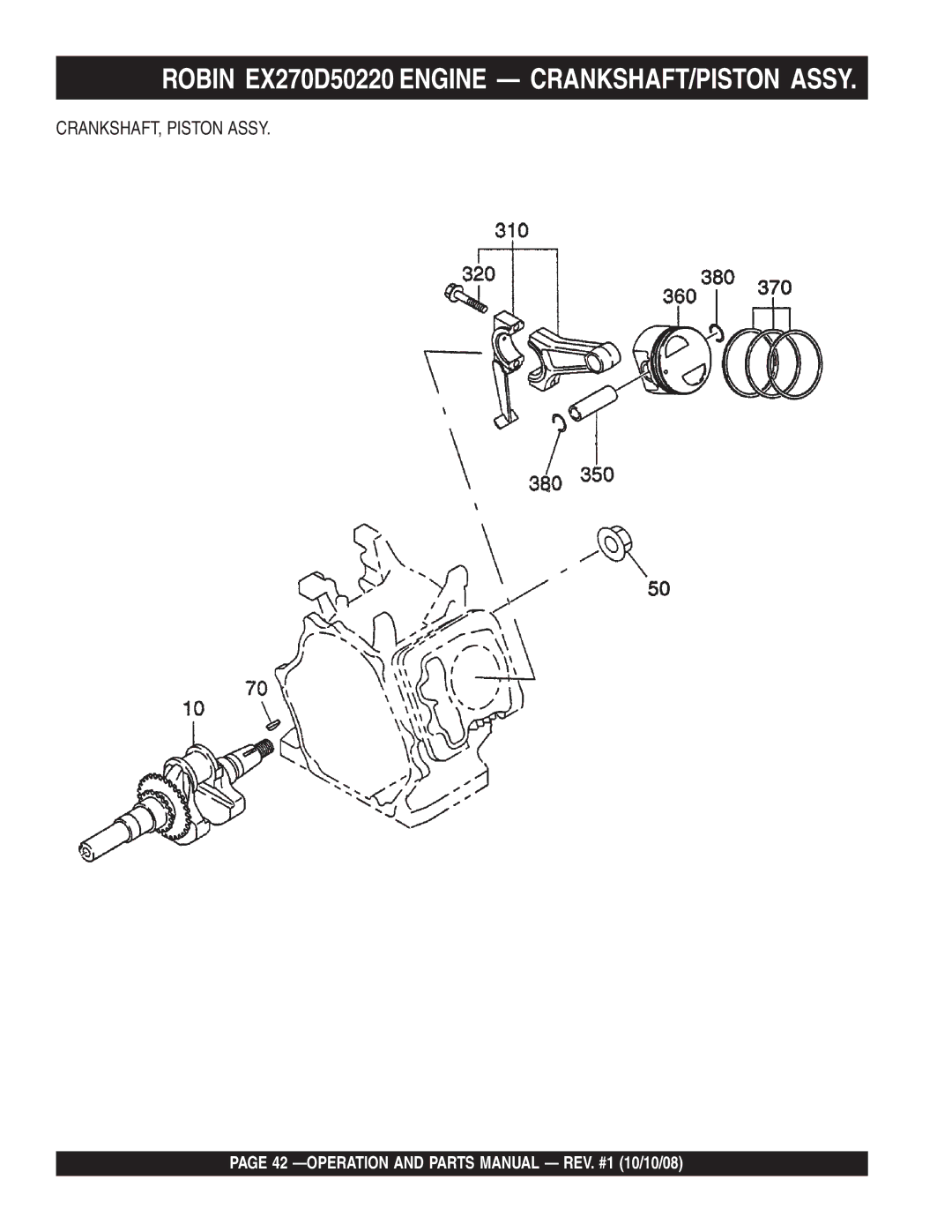 Multiquip QP4TE manual Robin EX270D50220 Engine CRANKSHAFT/PISTON Assy 