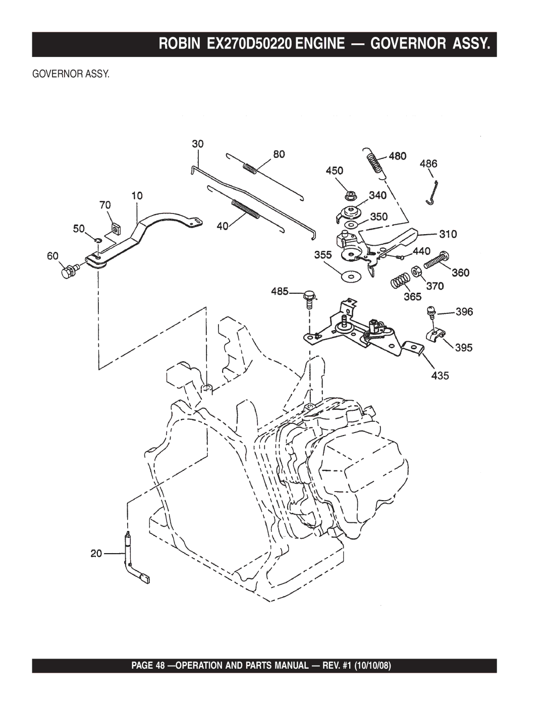 Multiquip QP4TE manual Robin EX270D50220 Engine Governor Assy 