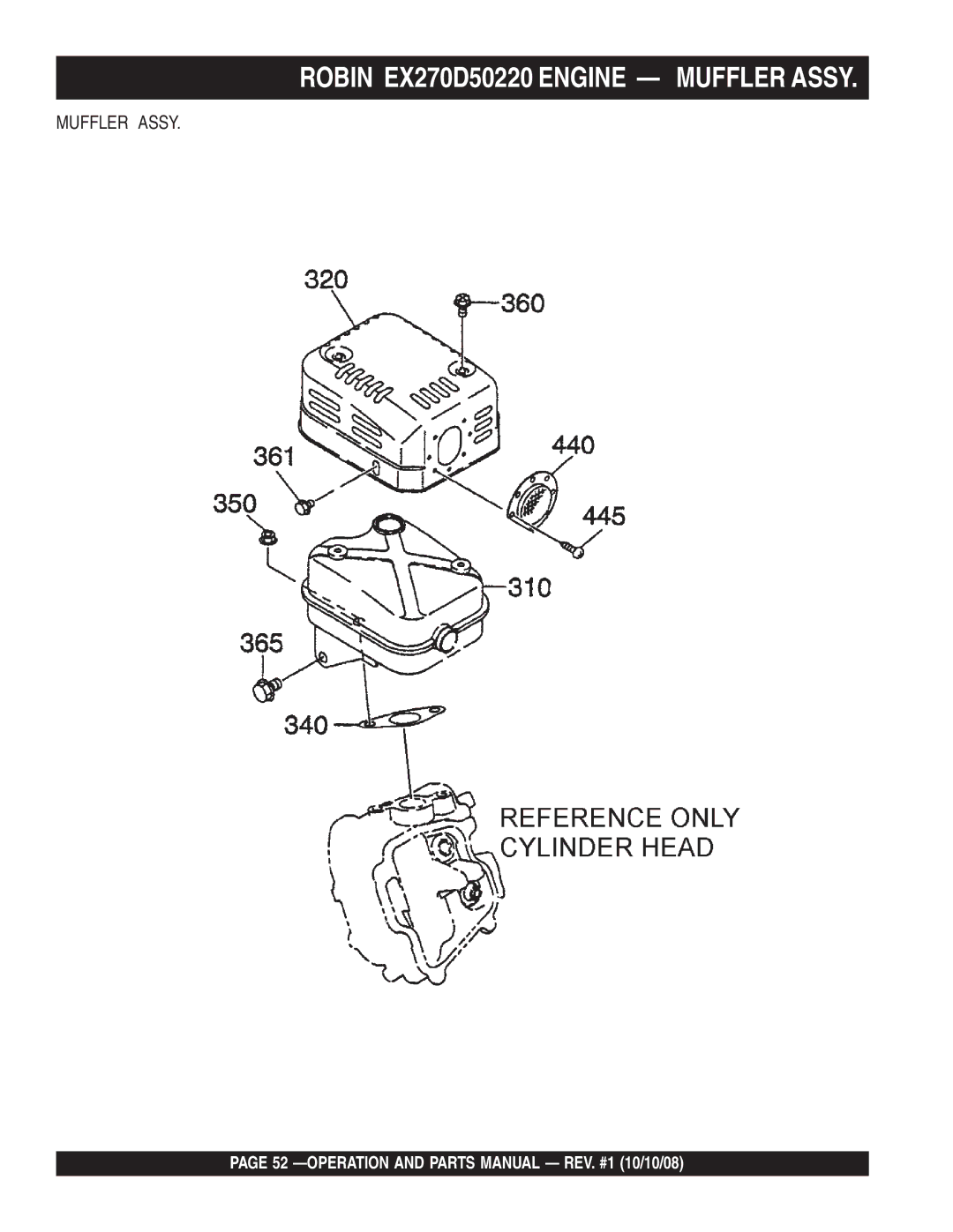 Multiquip QP4TE manual Robin EX270D50220 Engine Muffler Assy 