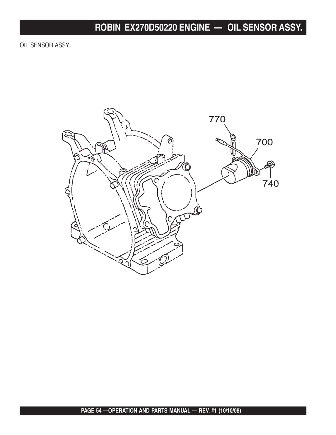 Multiquip QP4TE manual Robin EX270D50220 Engine OIL Sensor Assy 