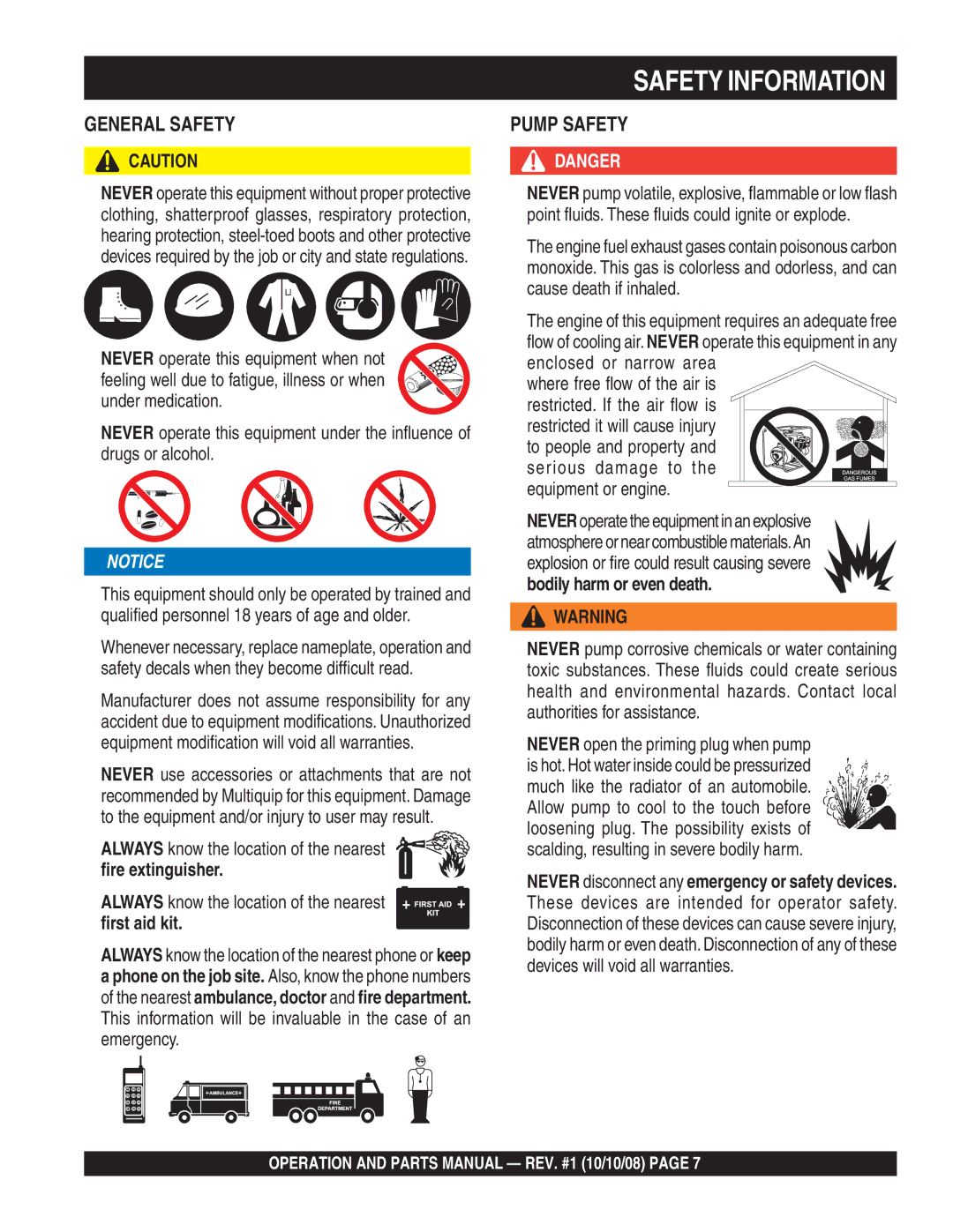 Multiquip QP4TE manual General Safety 