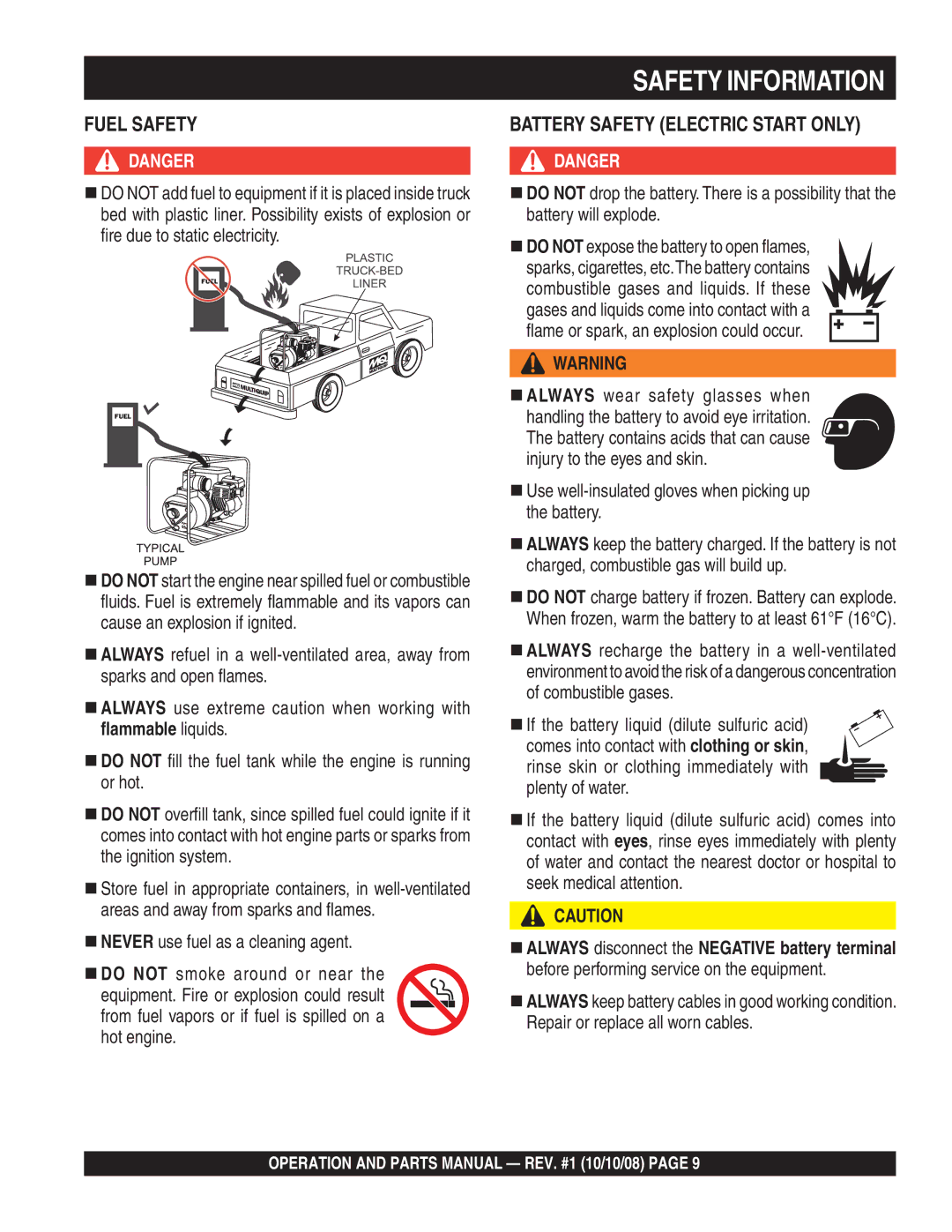 Multiquip QP4TE manual Fuel Safety 