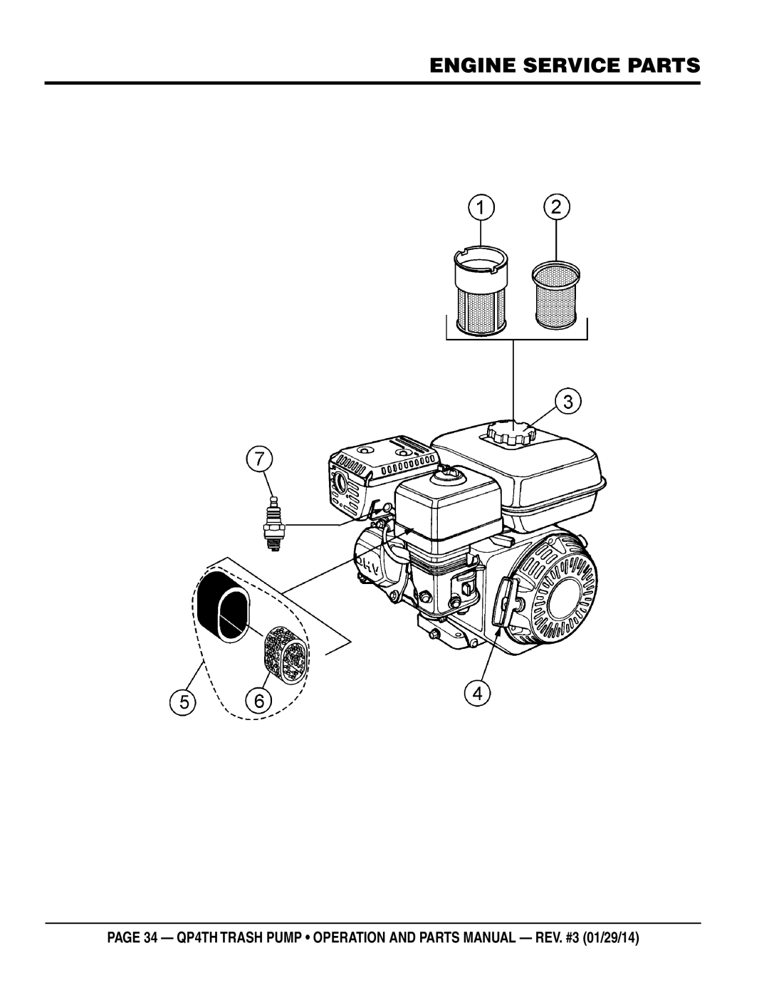 Multiquip QP4TH manual Engine Service Parts 