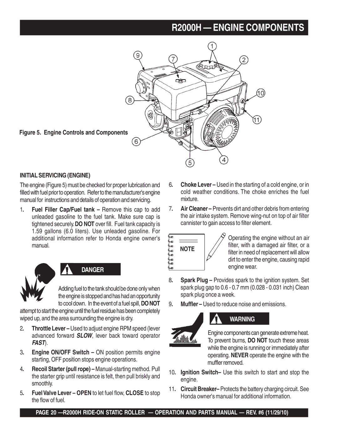 Multiquip manual R2000H Engine Components 