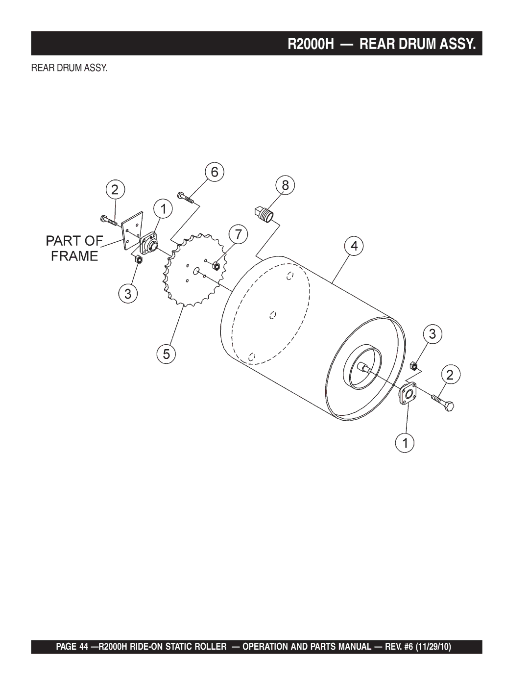 Multiquip manual R2000H Rear Drum Assy 