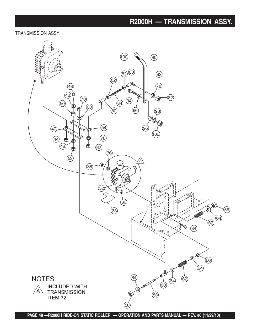 Multiquip manual R2000H Transmission Assy 