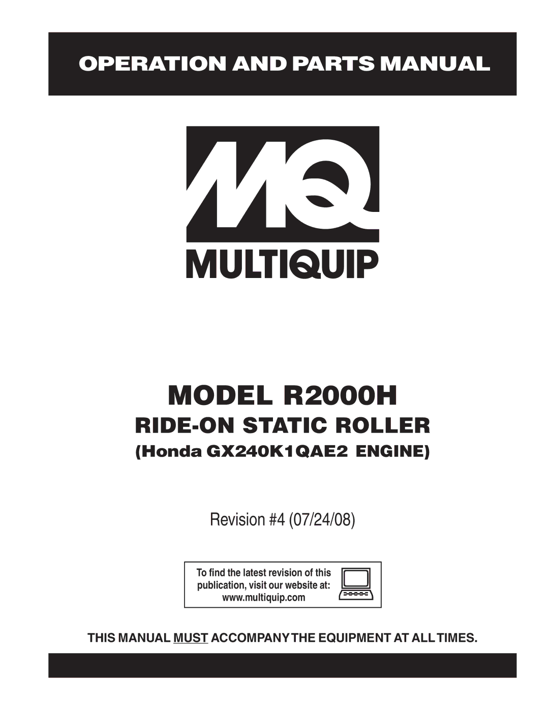 Multiquip manual Model R2000H 