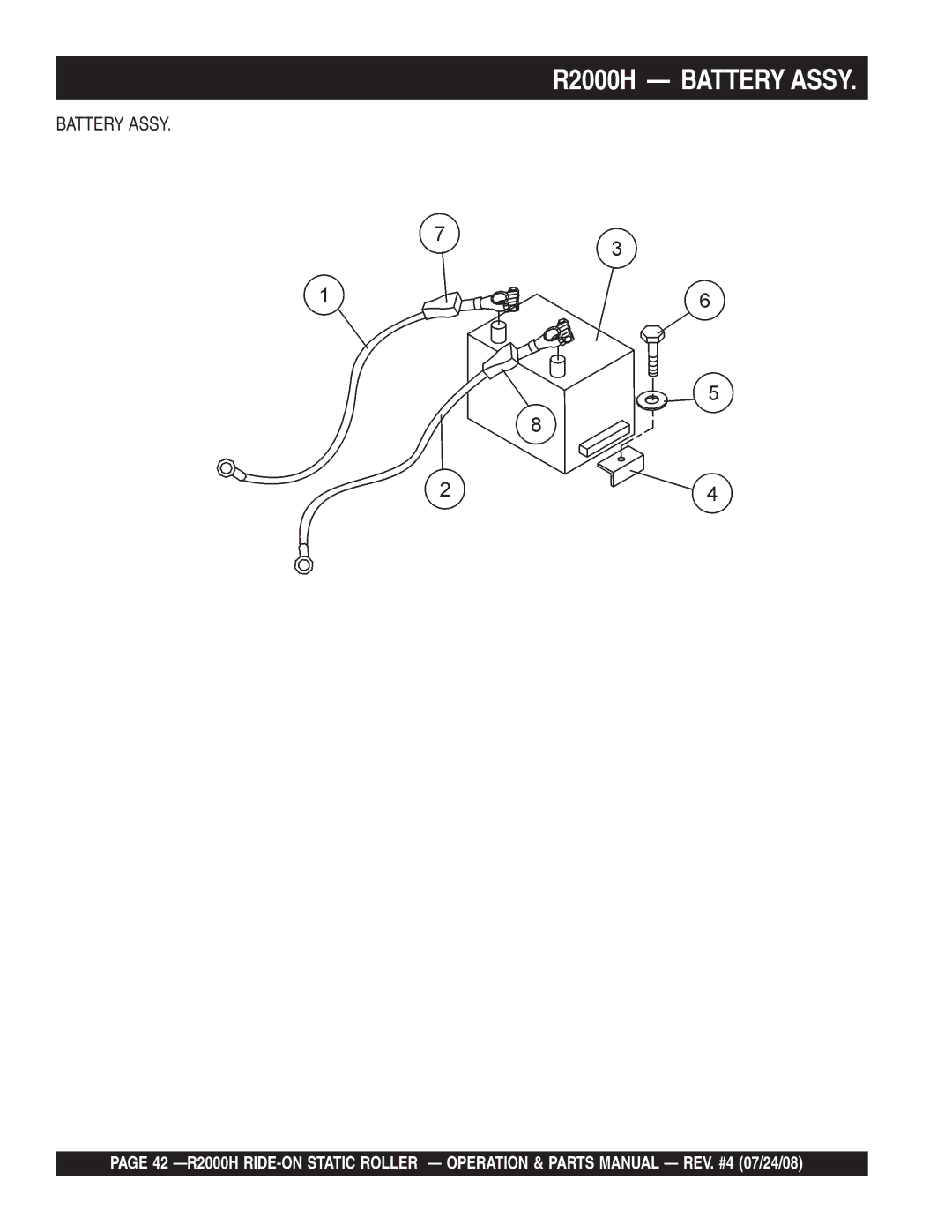 Multiquip manual R2000H Battery Assy 