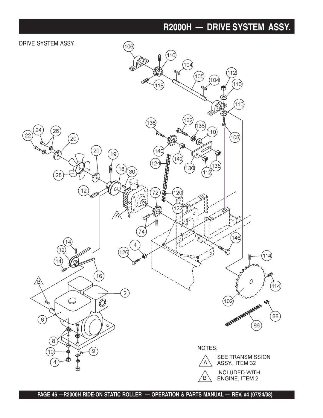 Multiquip manual R2000H Drive System Assy 