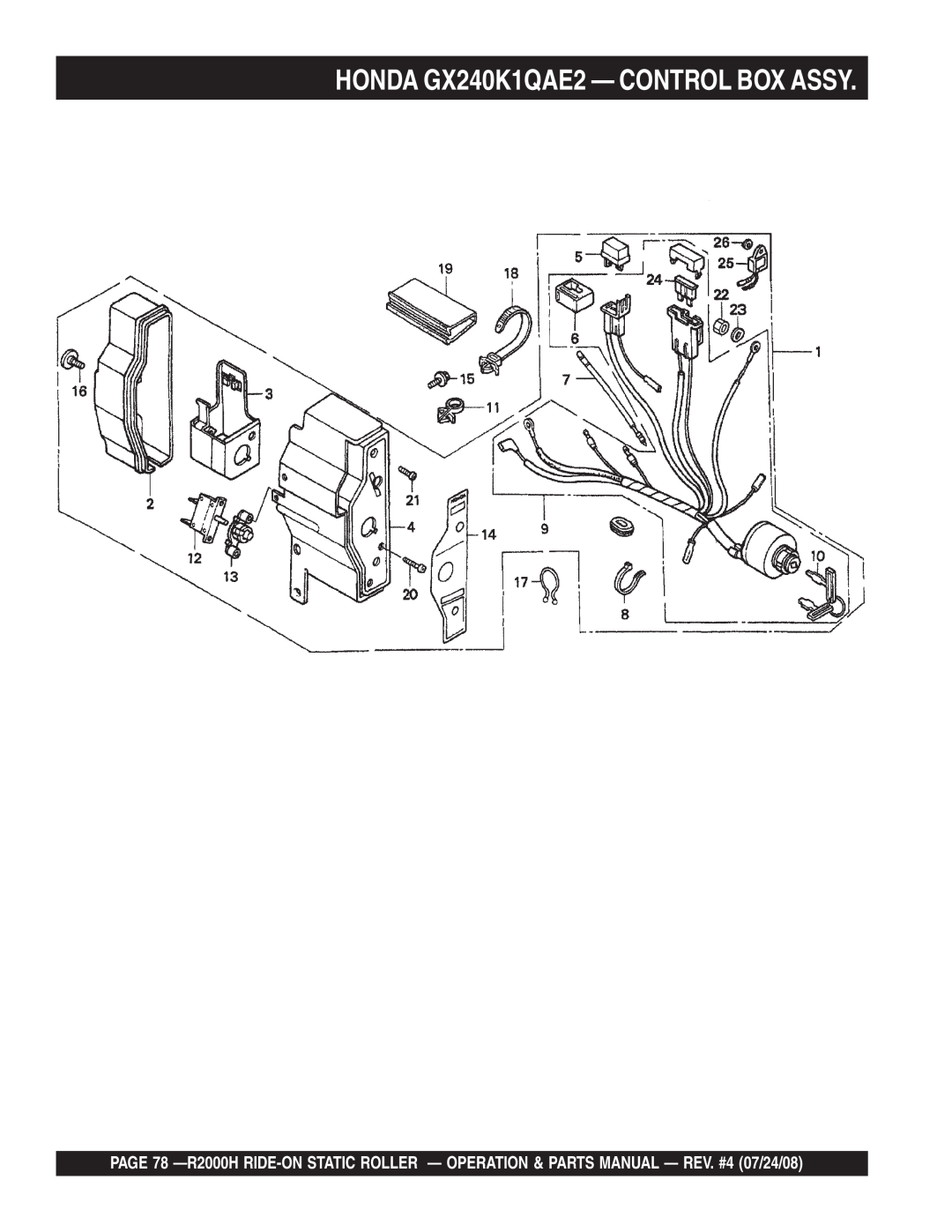 Multiquip R2000H manual HONDA GX240K1QAE2 - CONTROL BOX ASSY 