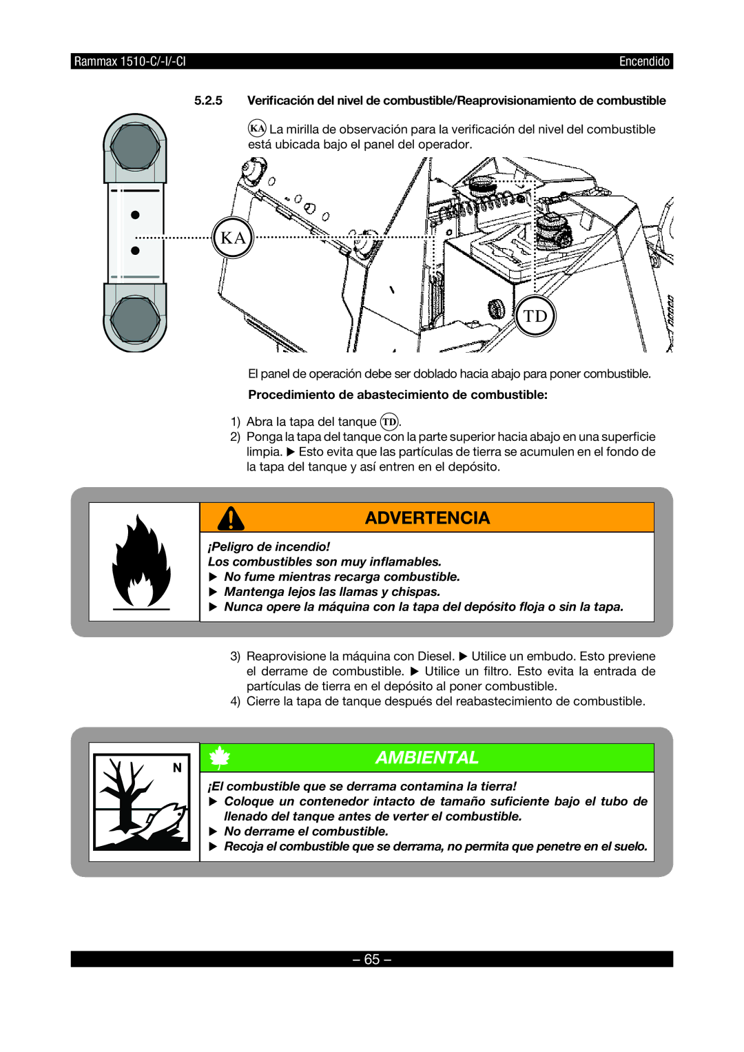 Multiquip RX1510 manual Procedimiento de abastecimiento de combustible 