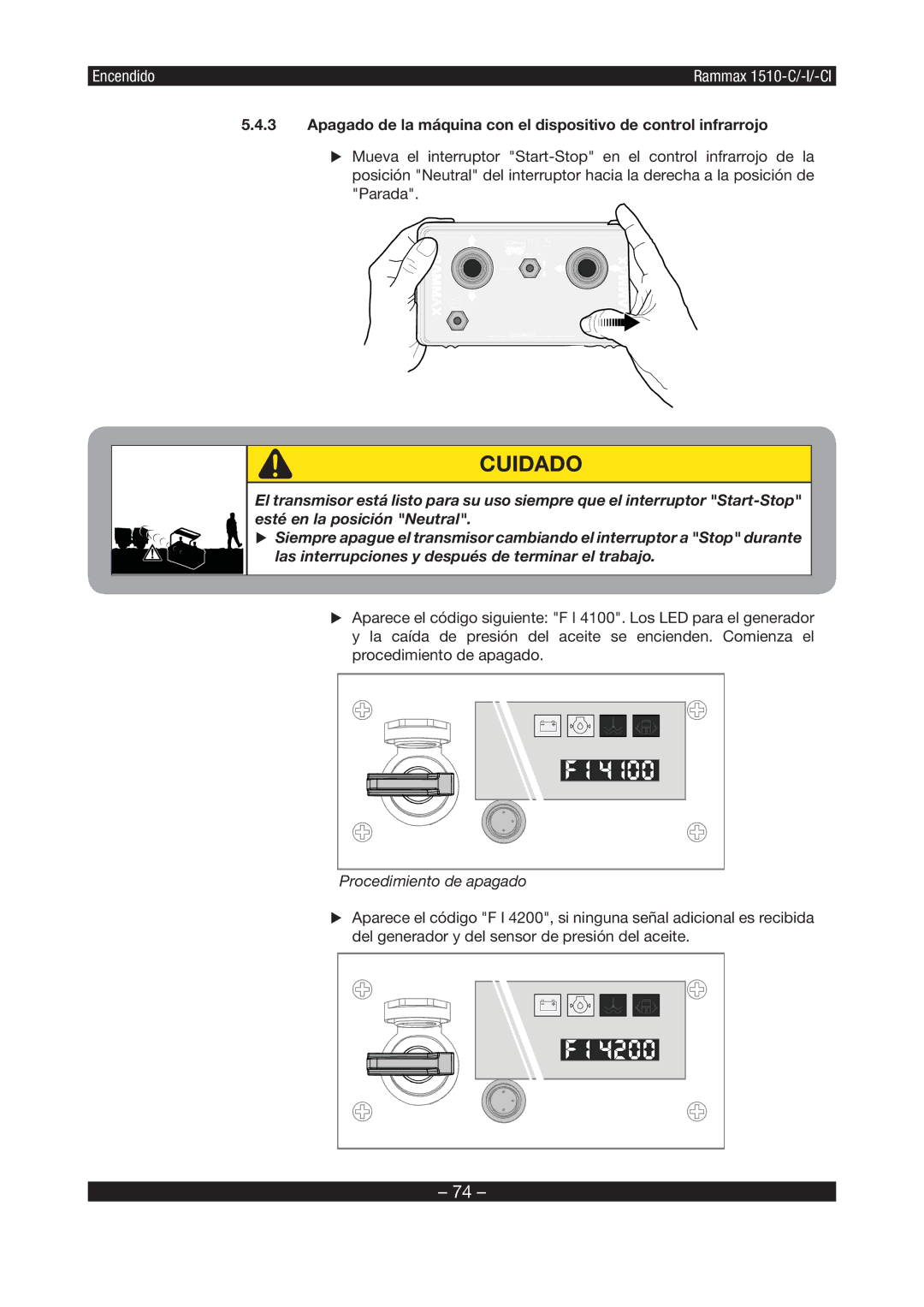 Multiquip RX1510 manual Cuidado 