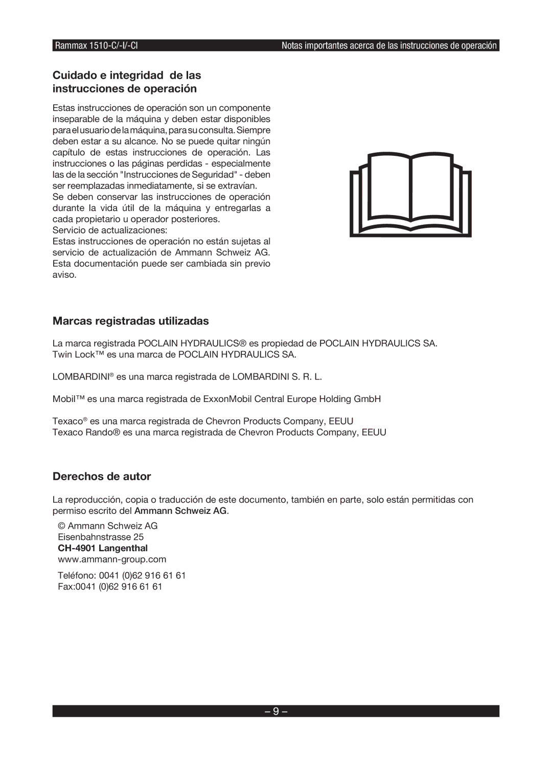 Multiquip RX1510 Cuidado e integridad de las instrucciones de operación, Marcas registradas utilizadas, Derechos de autor 