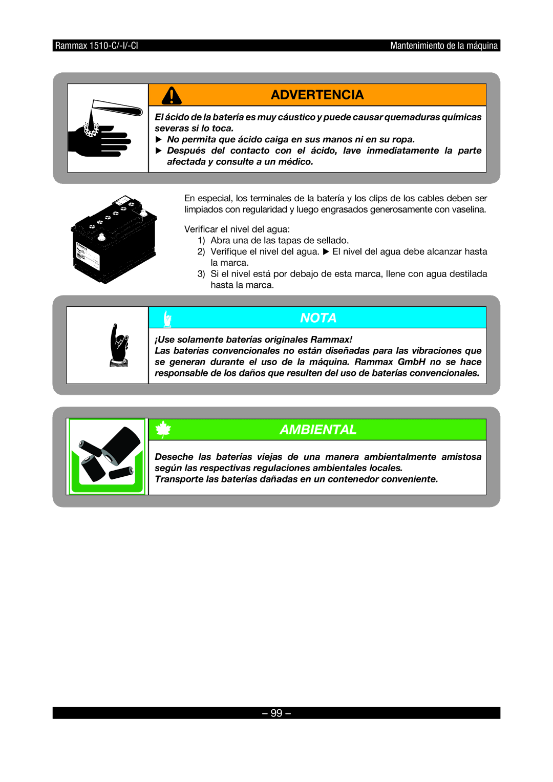 Multiquip RX1510 manual Ambiental 