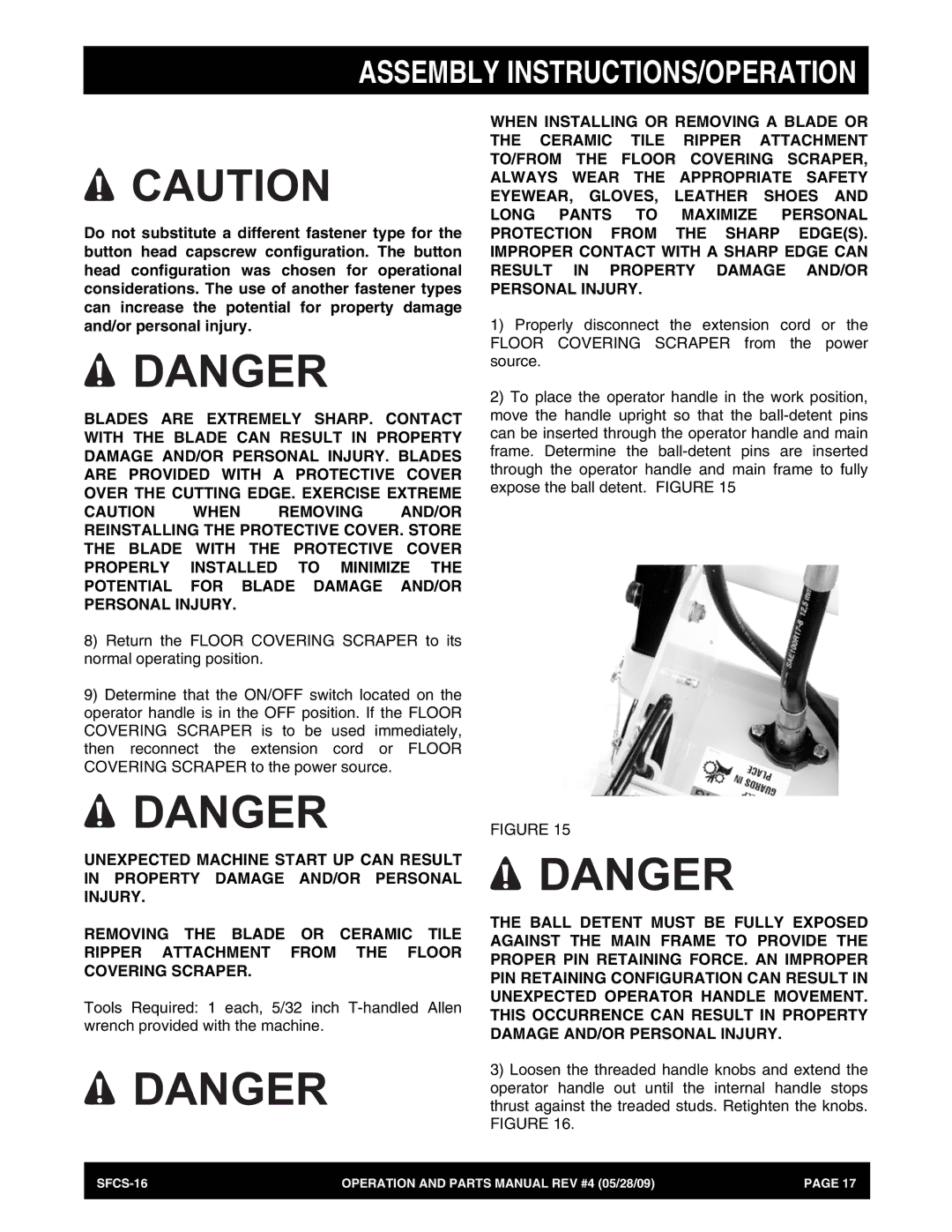 Multiquip SFCS-16 manual Assembly INSTRUCTIONS/OPERATION 