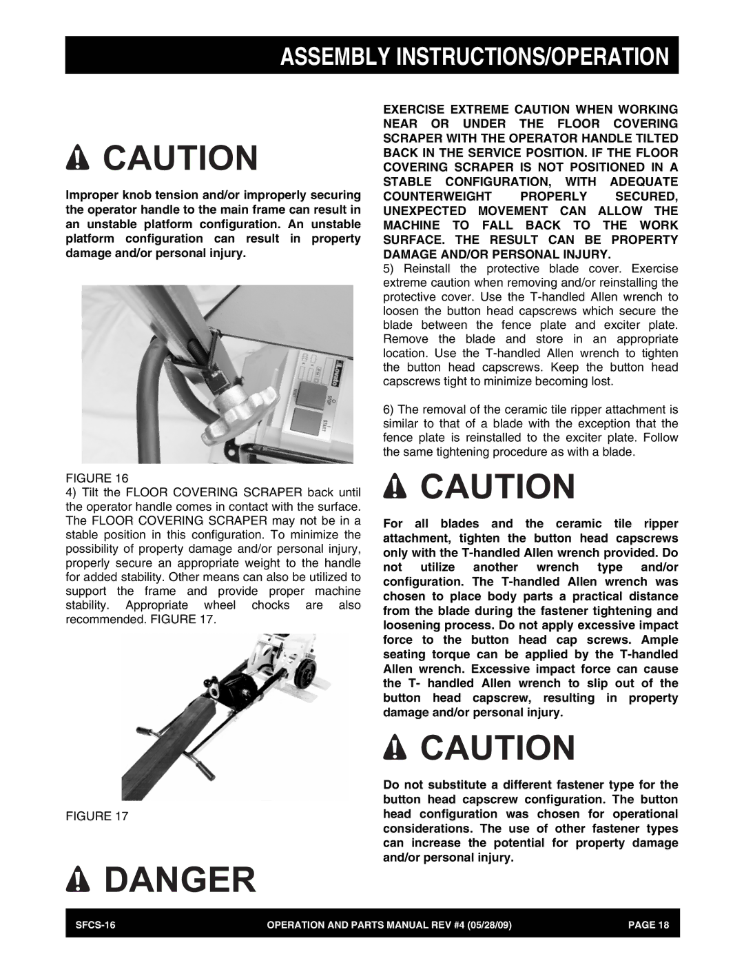 Multiquip SFCS-16 manual Assembly INSTRUCTIONS/OPERATION 