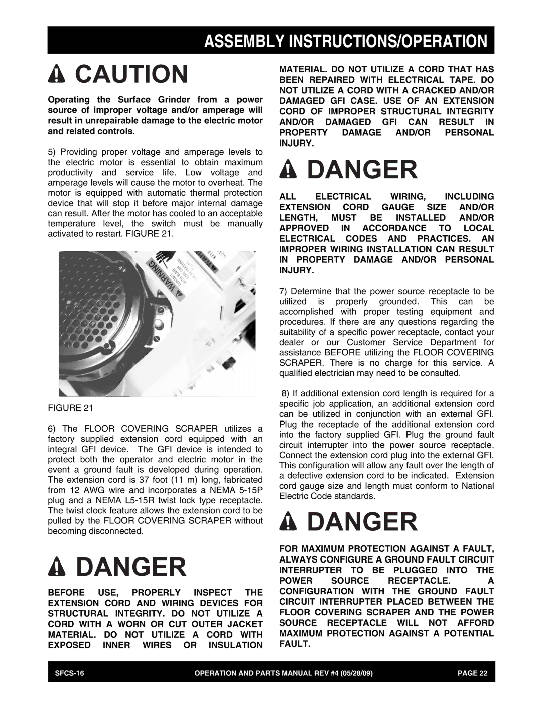 Multiquip SFCS-16 manual Assembly INSTRUCTIONS/OPERATION 