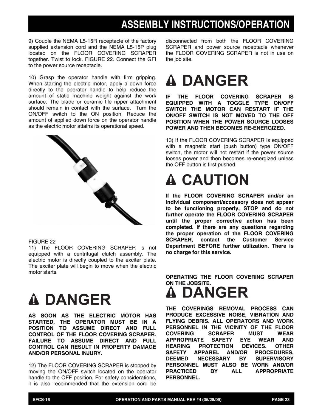 Multiquip SFCS-16 manual Assembly INSTRUCTIONS/OPERATION 