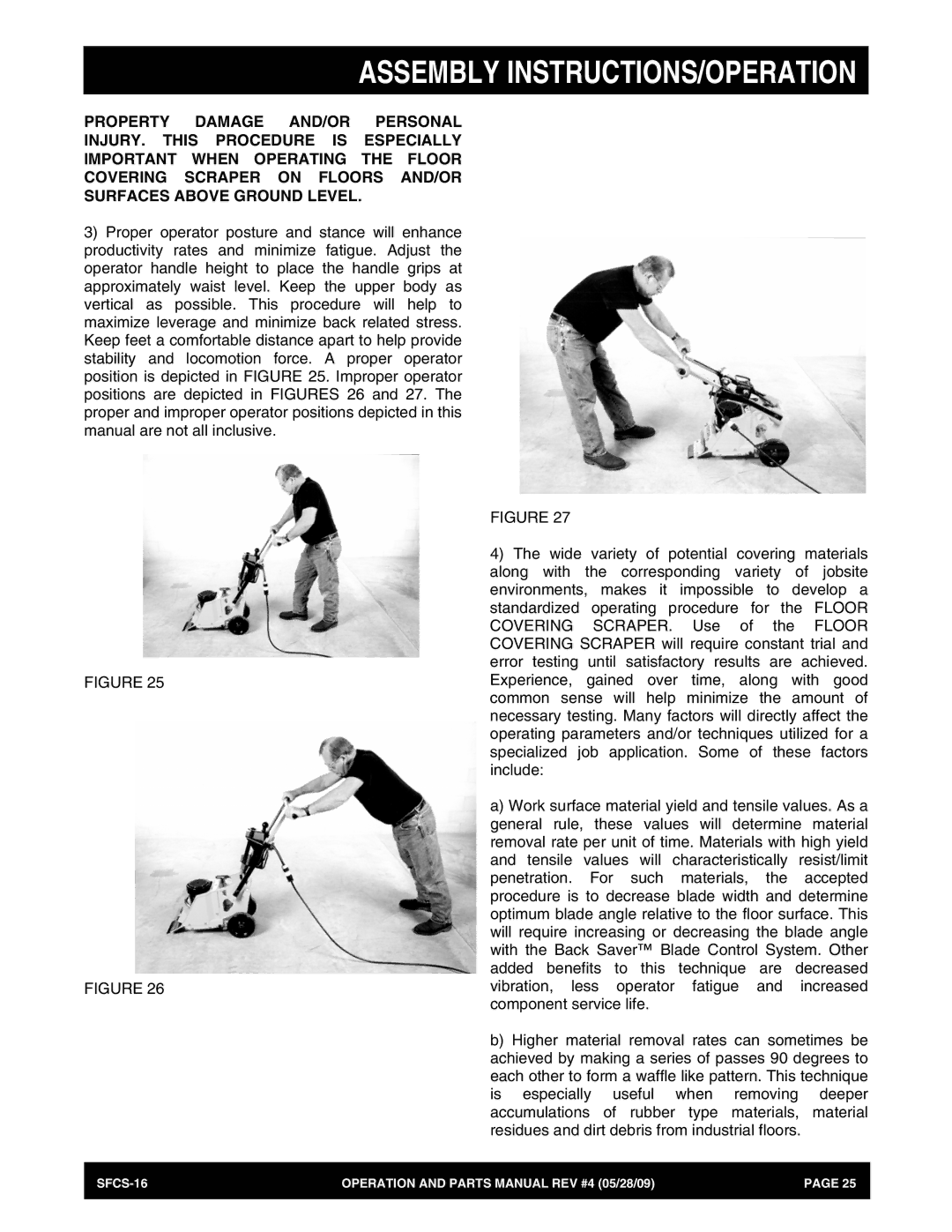 Multiquip SFCS-16 manual Assembly INSTRUCTIONS/OPERATION 