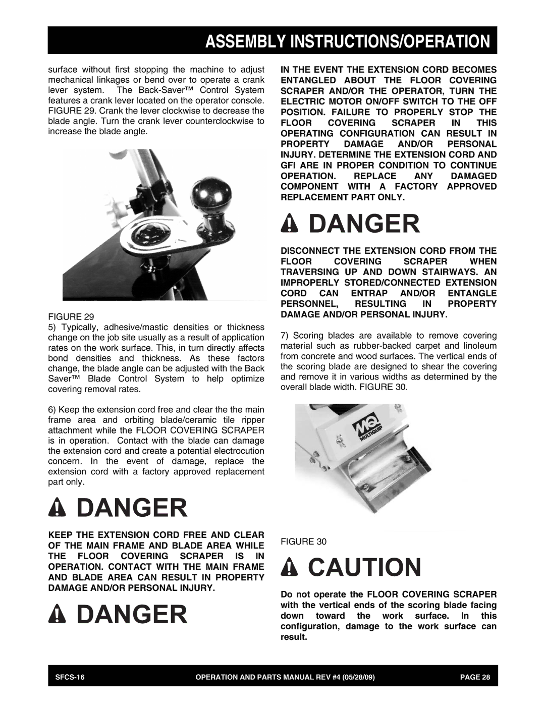 Multiquip SFCS-16 manual Assembly INSTRUCTIONS/OPERATION 