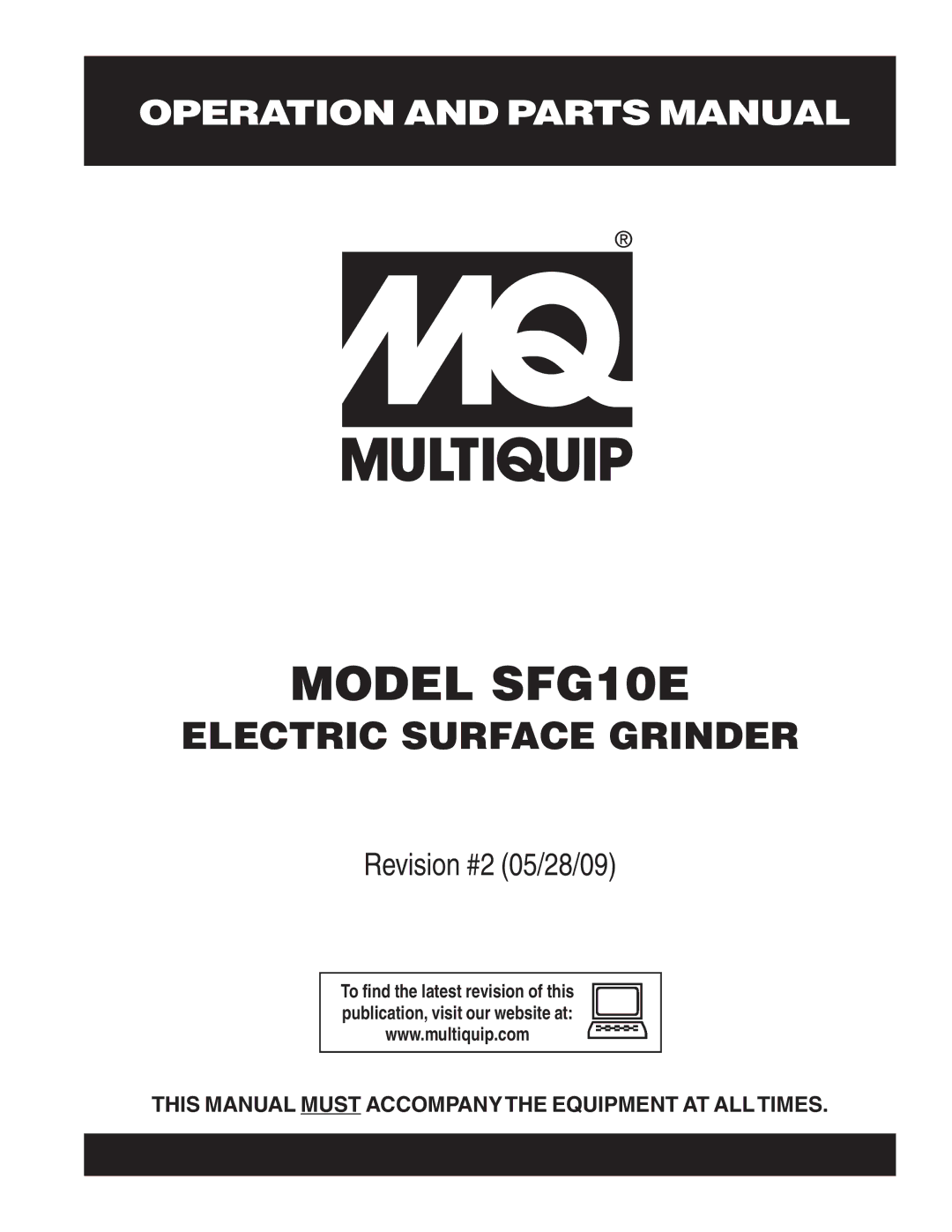 Multiquip manual Model SFG10E 