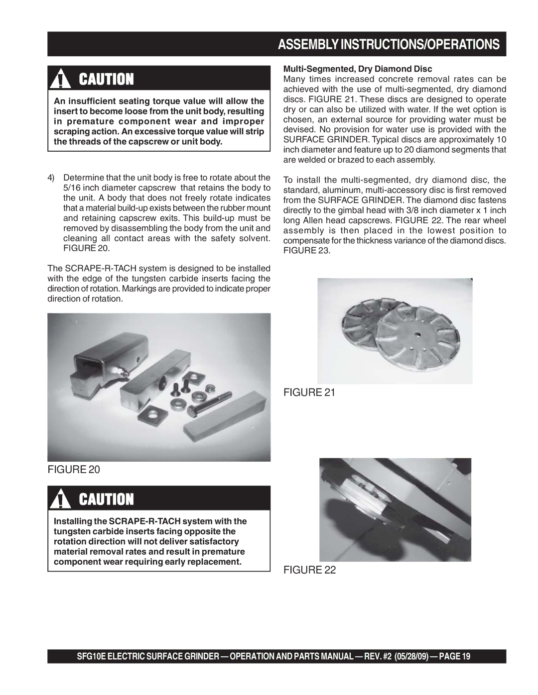 Multiquip SFG10E manual Multi-Segmented, Dry Diamond Disc 