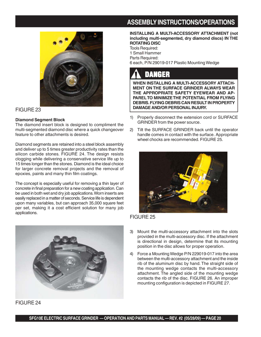 Multiquip SFG10E manual Diamond Segment Block 