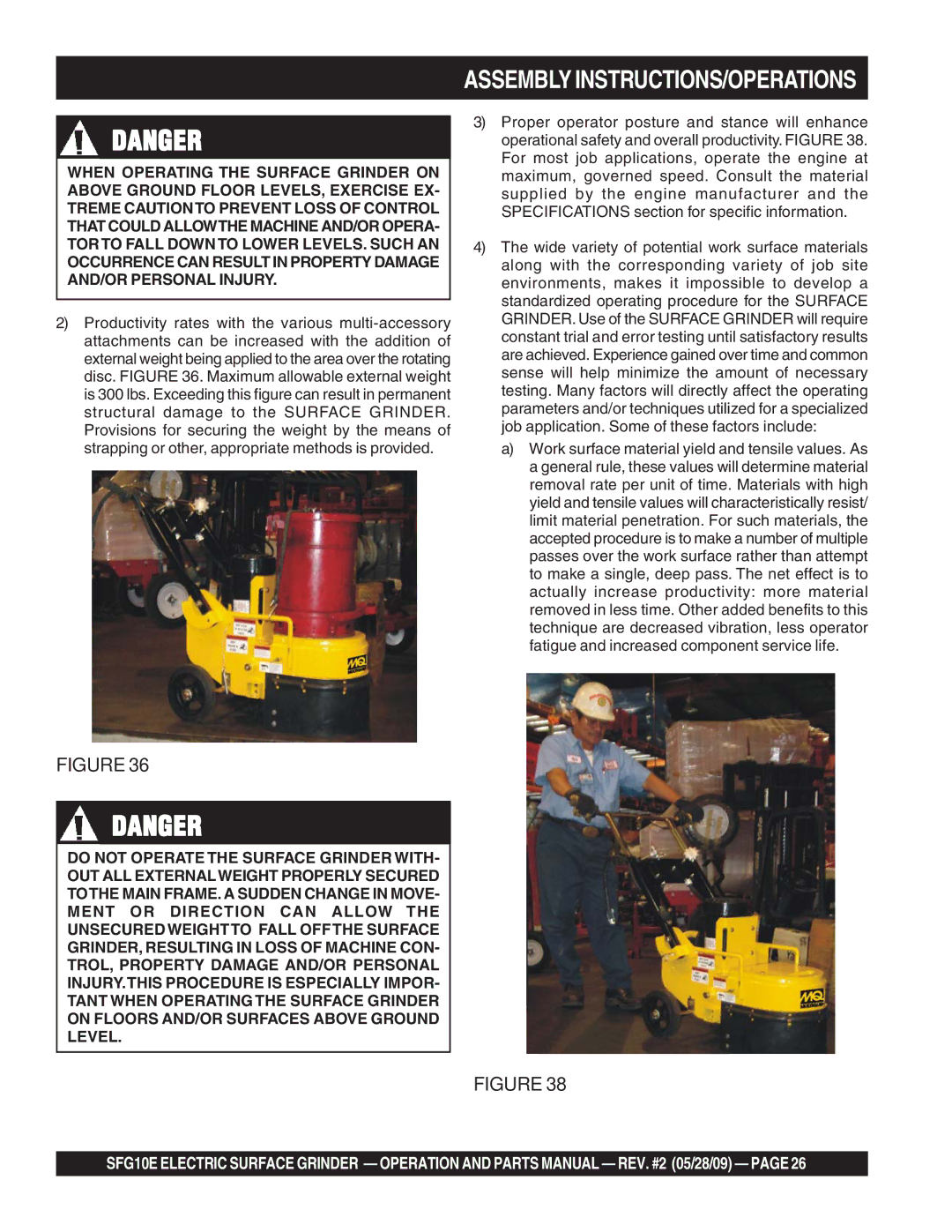 Multiquip SFG10E manual Assembly INSTRUCTIONS/OPERATIONS 