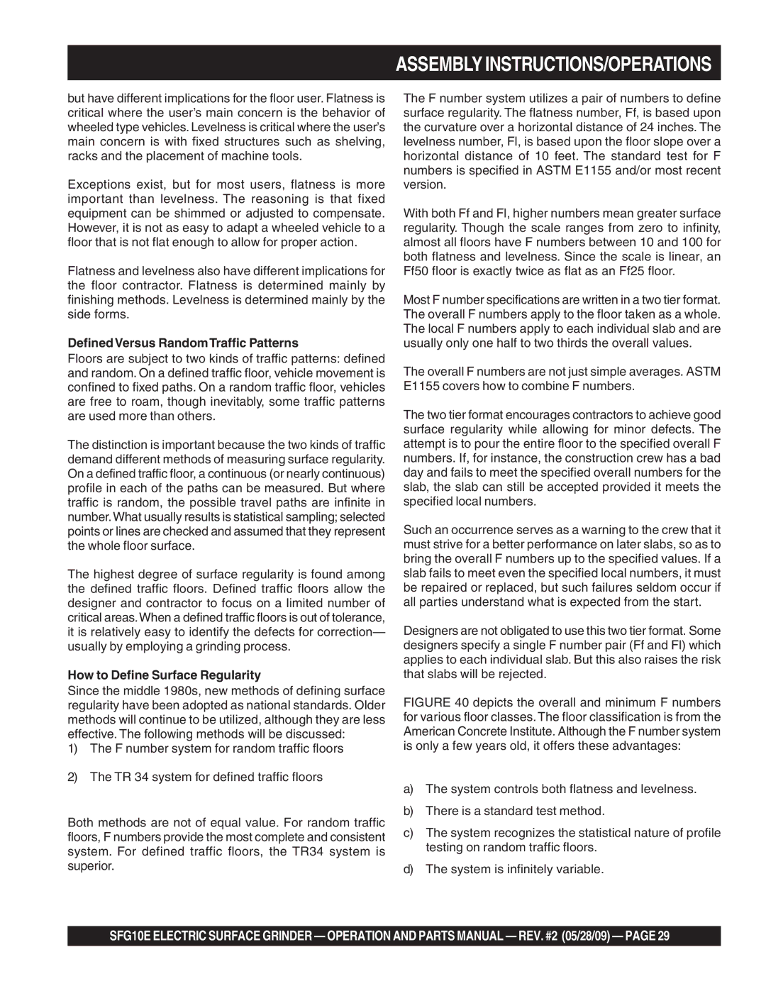 Multiquip SFG10E manual Defined Versus RandomTraffic Patterns, How to Define Surface Regularity 