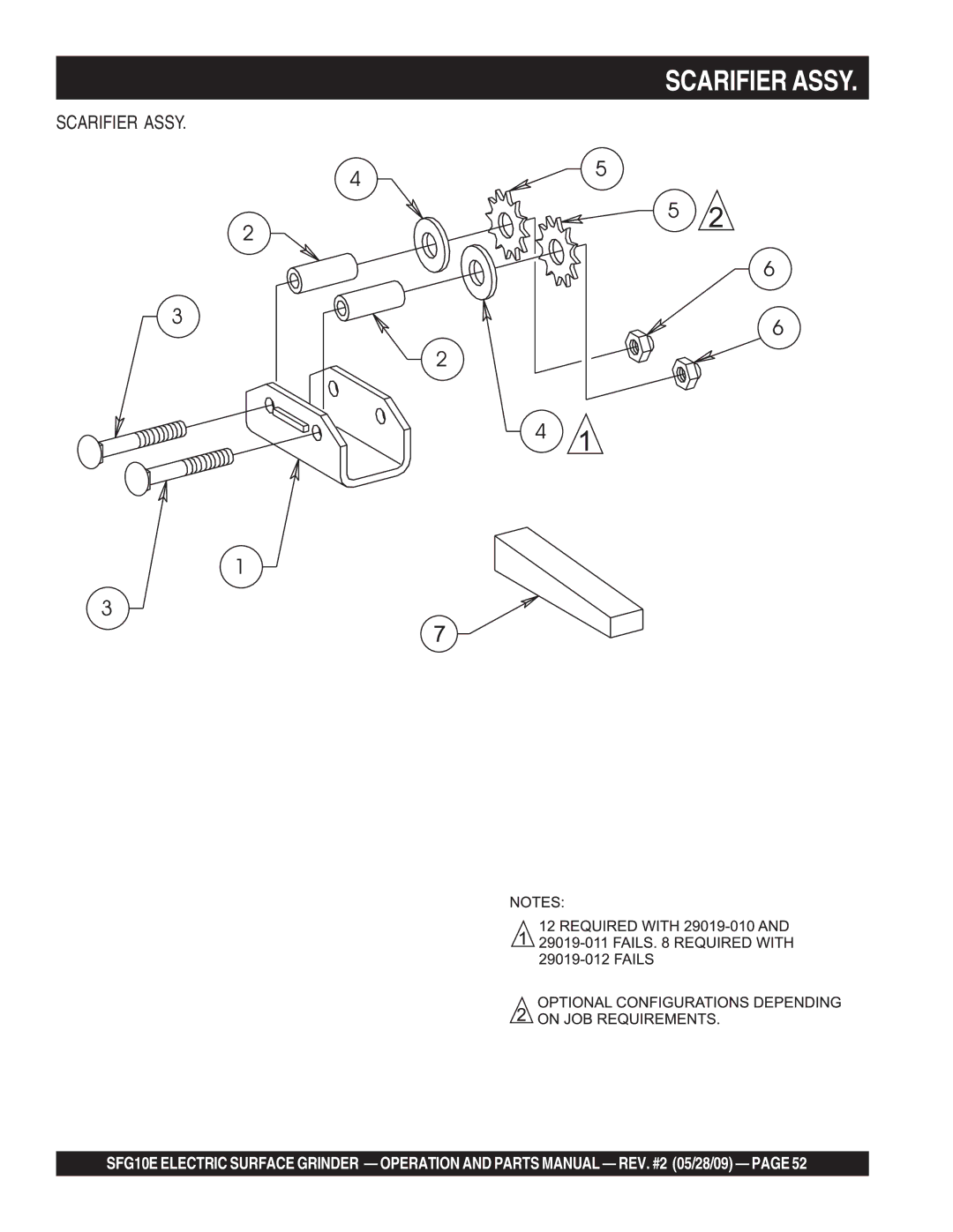 Multiquip SFG10E manual Scarifier Assy 