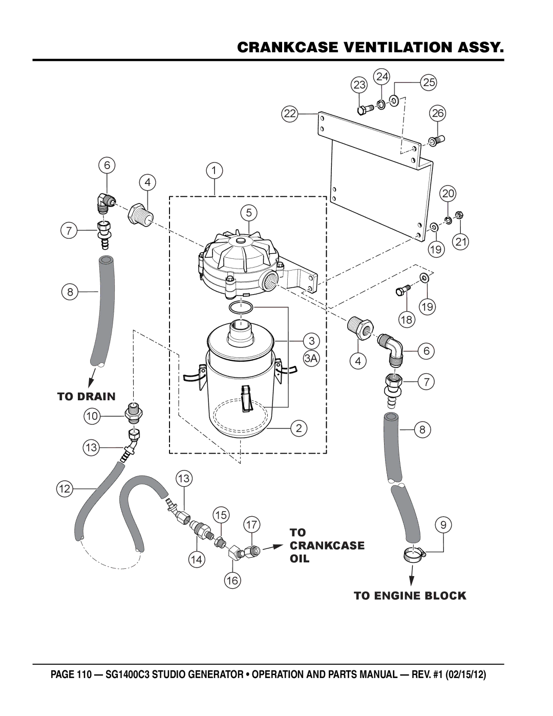 Multiquip SG1400C3-55748 manual Crankcase ventilation Assy 