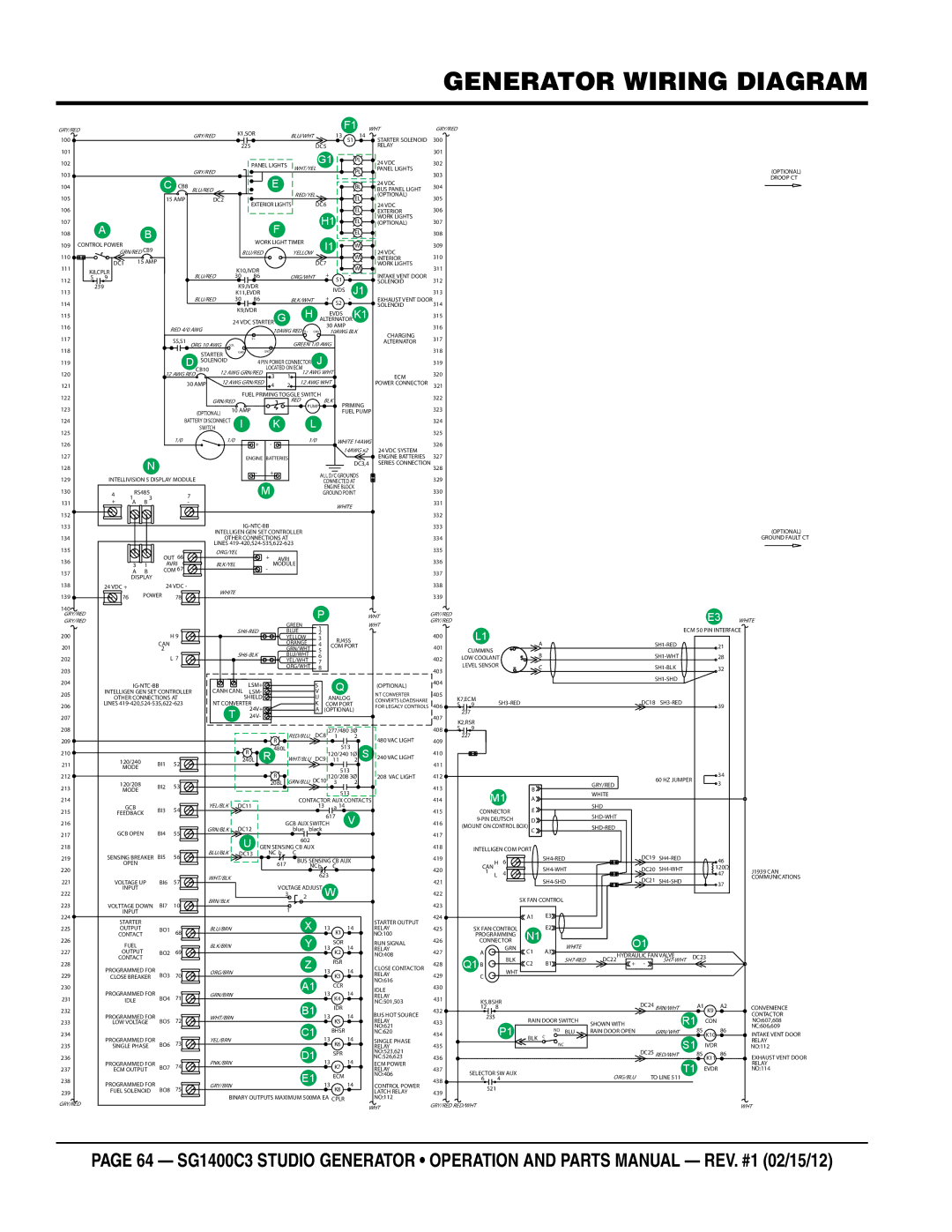 Multiquip SG1400C3-55748 manual Generator Wiring Diagram 