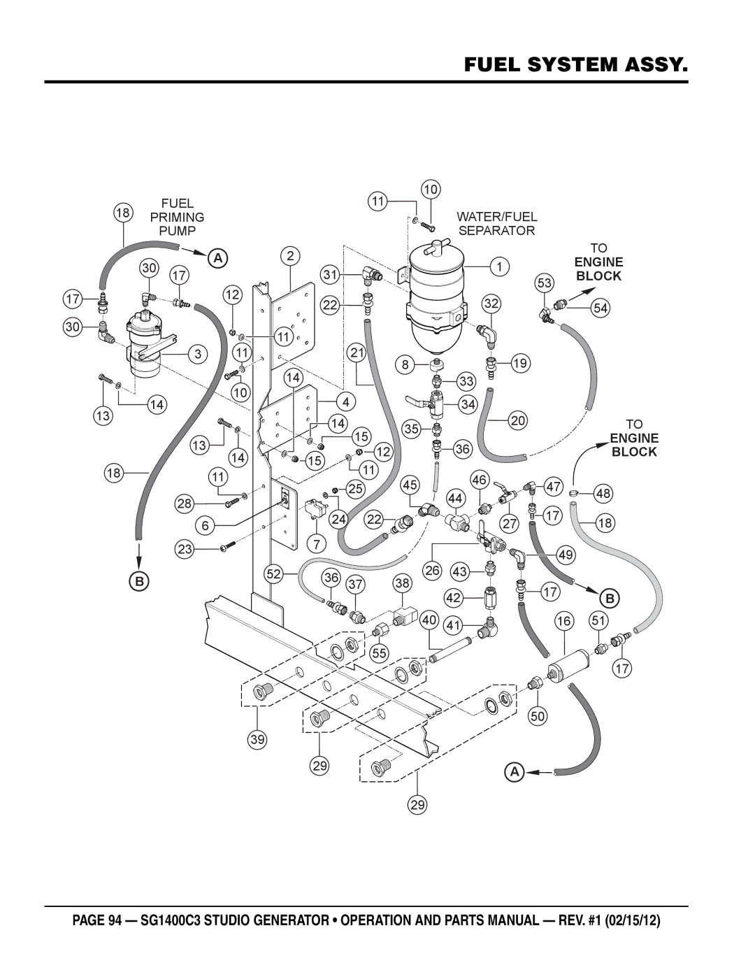 Multiquip SG1400C3-55748 manual Fuel System Assy 