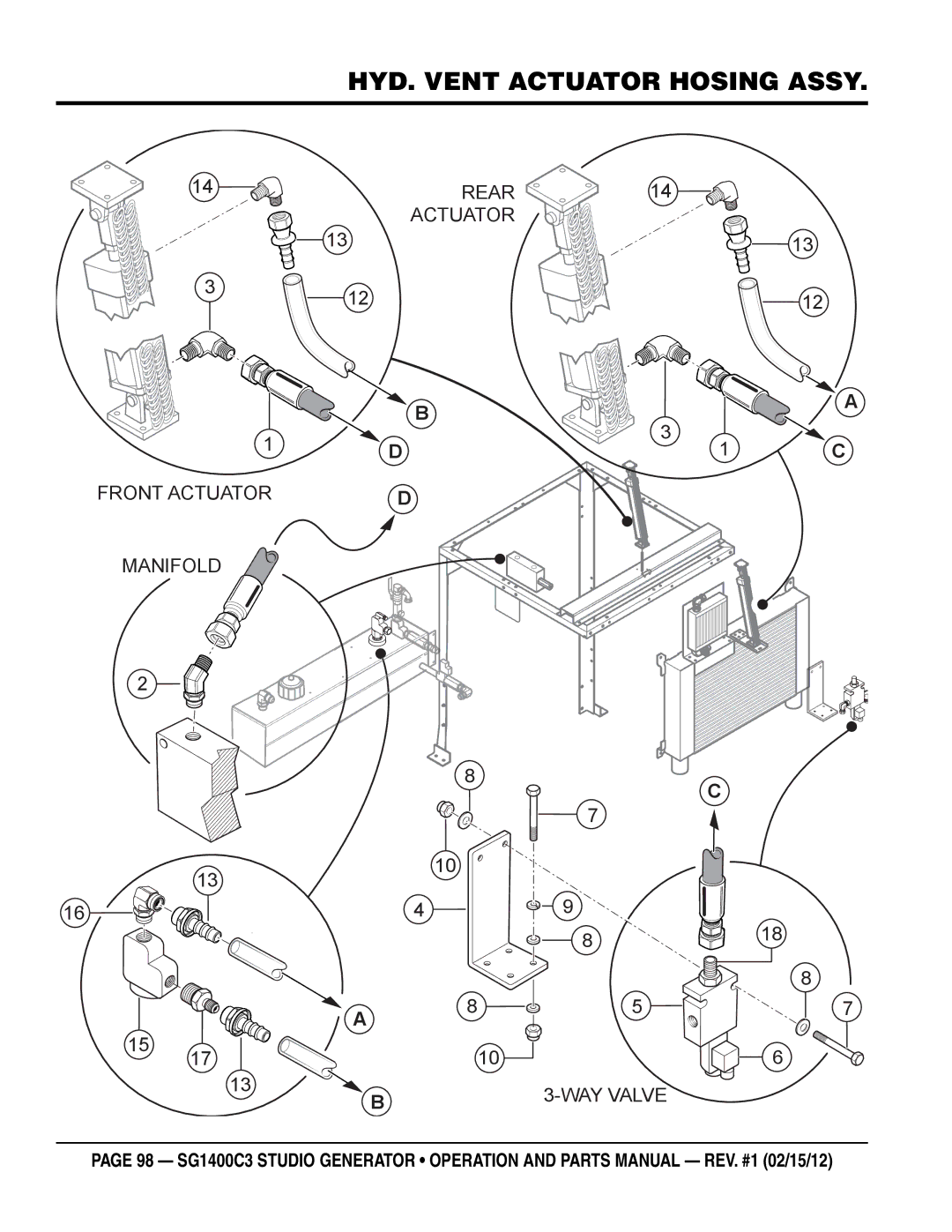 Multiquip SG1400C3-55748 manual HYD. vent actuator hosing Assy 