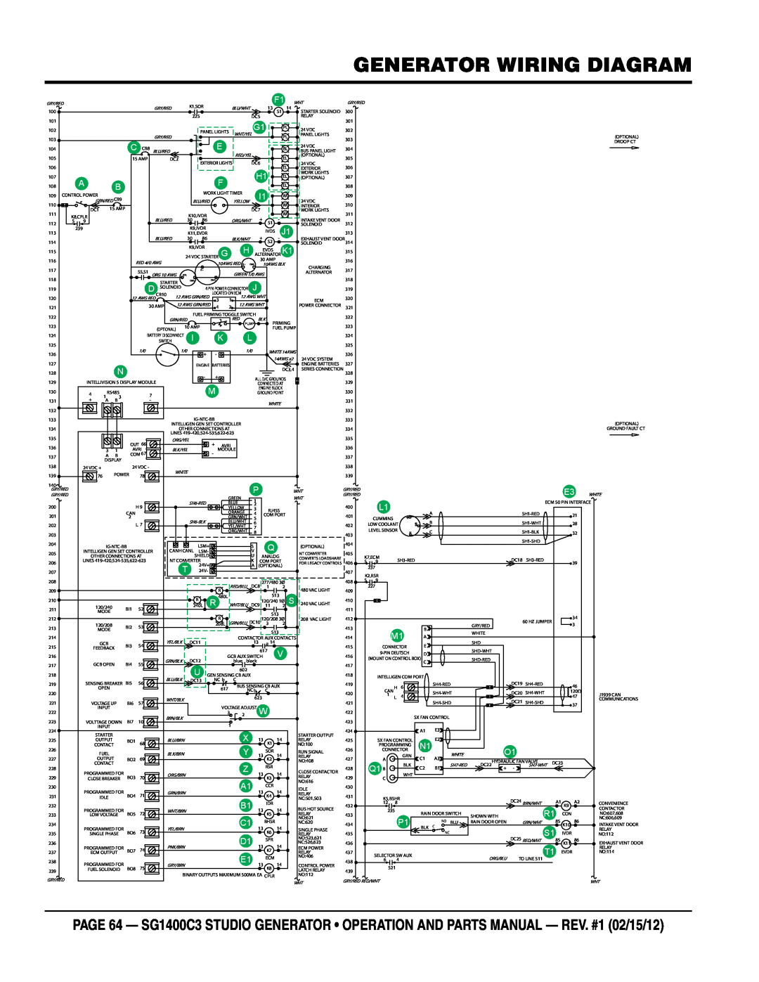 Multiquip SG1400C3-55748 manual Generator Wiring Diagram, Q1 B 