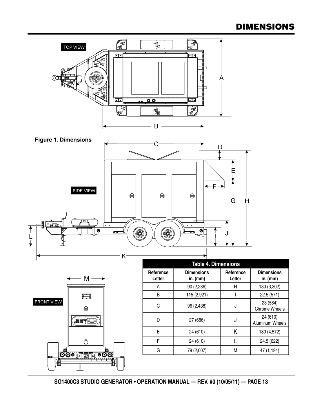 Multiquip SG1400C3 operation manual Dimensions 