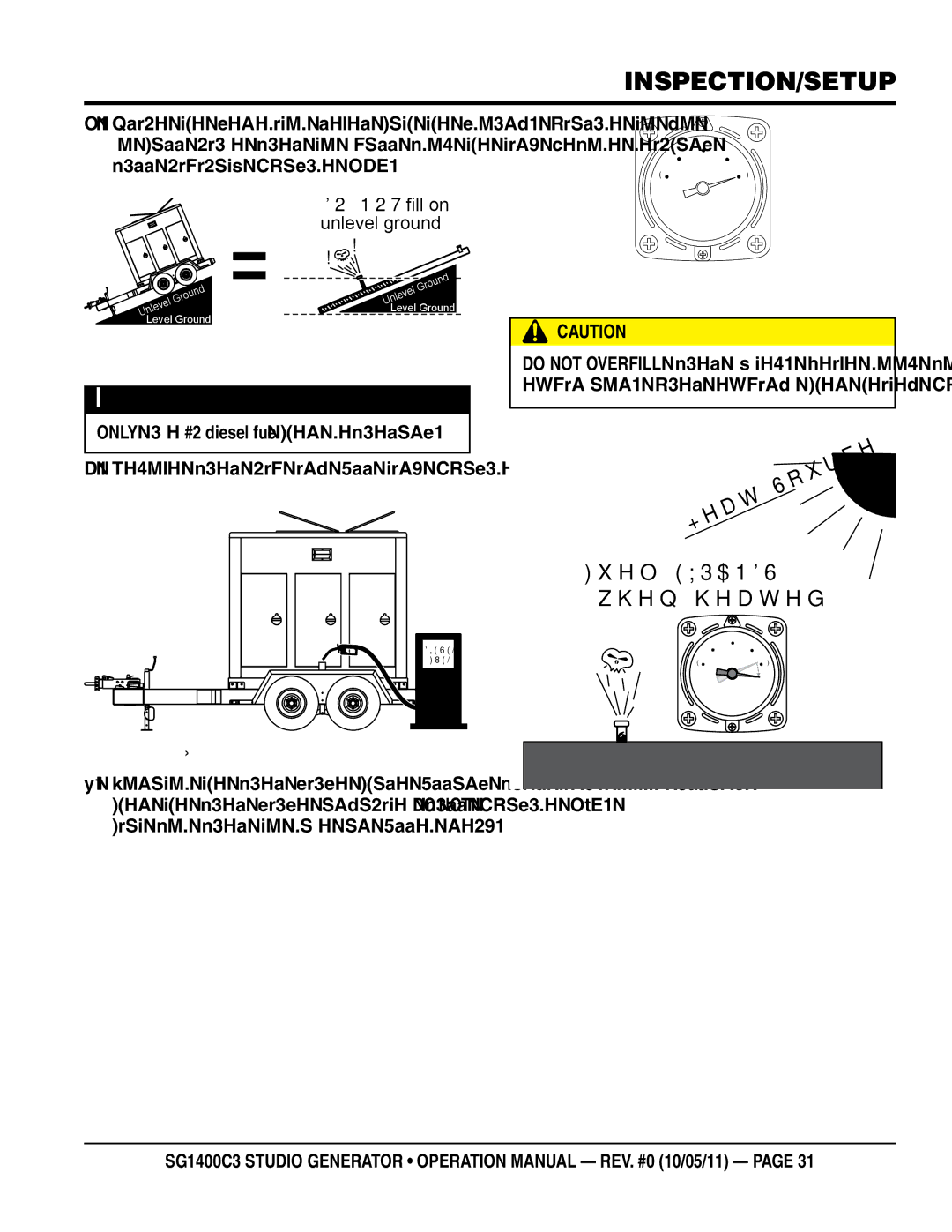 Multiquip SG1400C3 operation manual Only use #2 diesel fuel when refueling, Remove fuel cap and fill tank Figure 