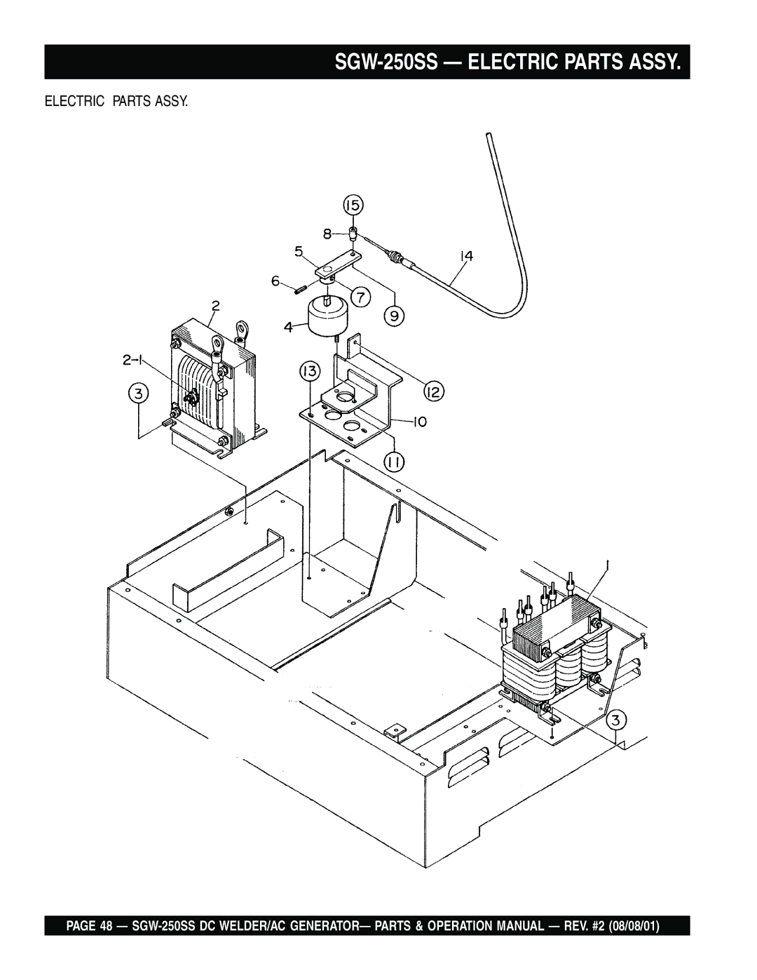 Multiquip operation manual SGW-250SS Electric Parts Assy 