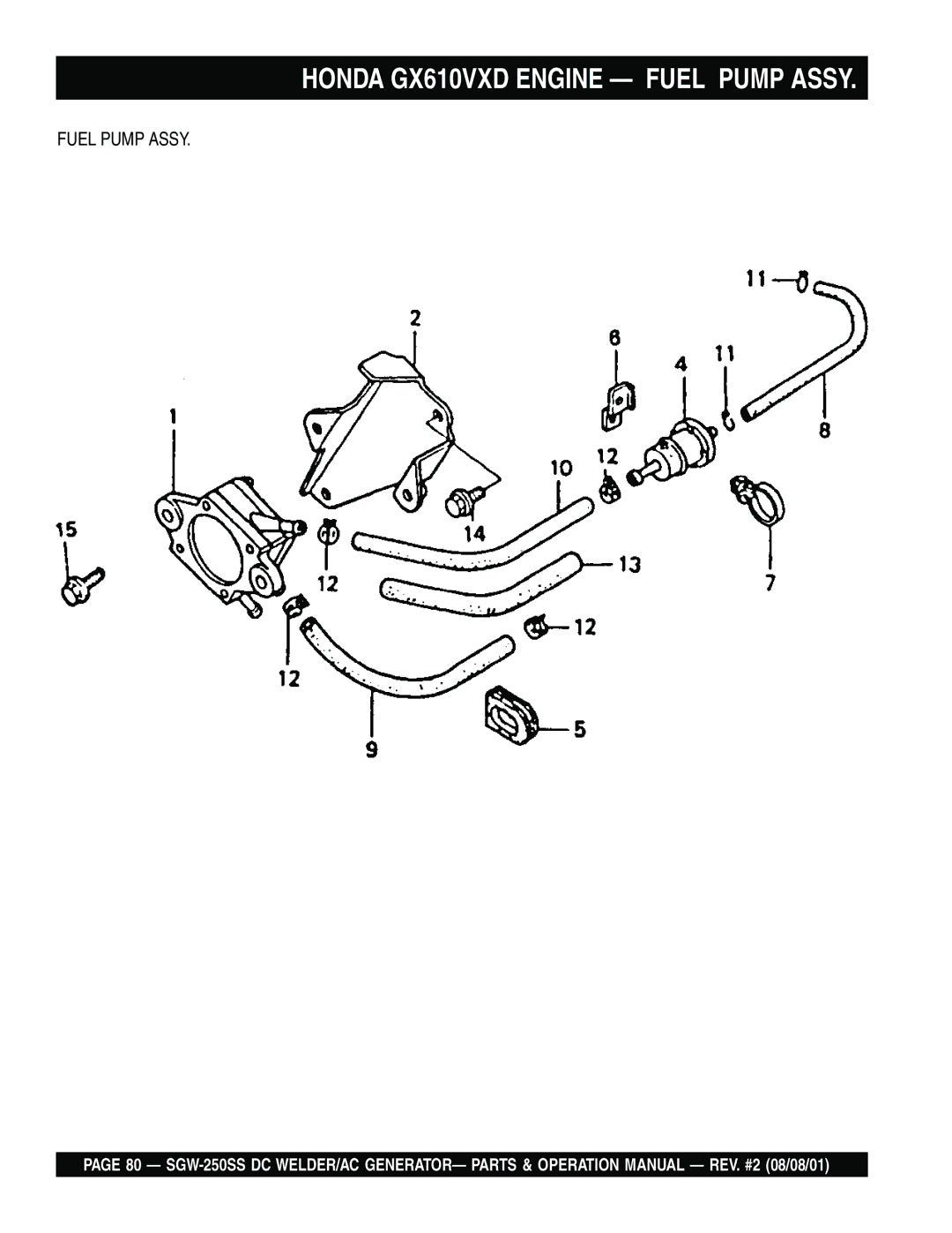 Multiquip SGW-250SS operation manual Fuel Pump Assy 