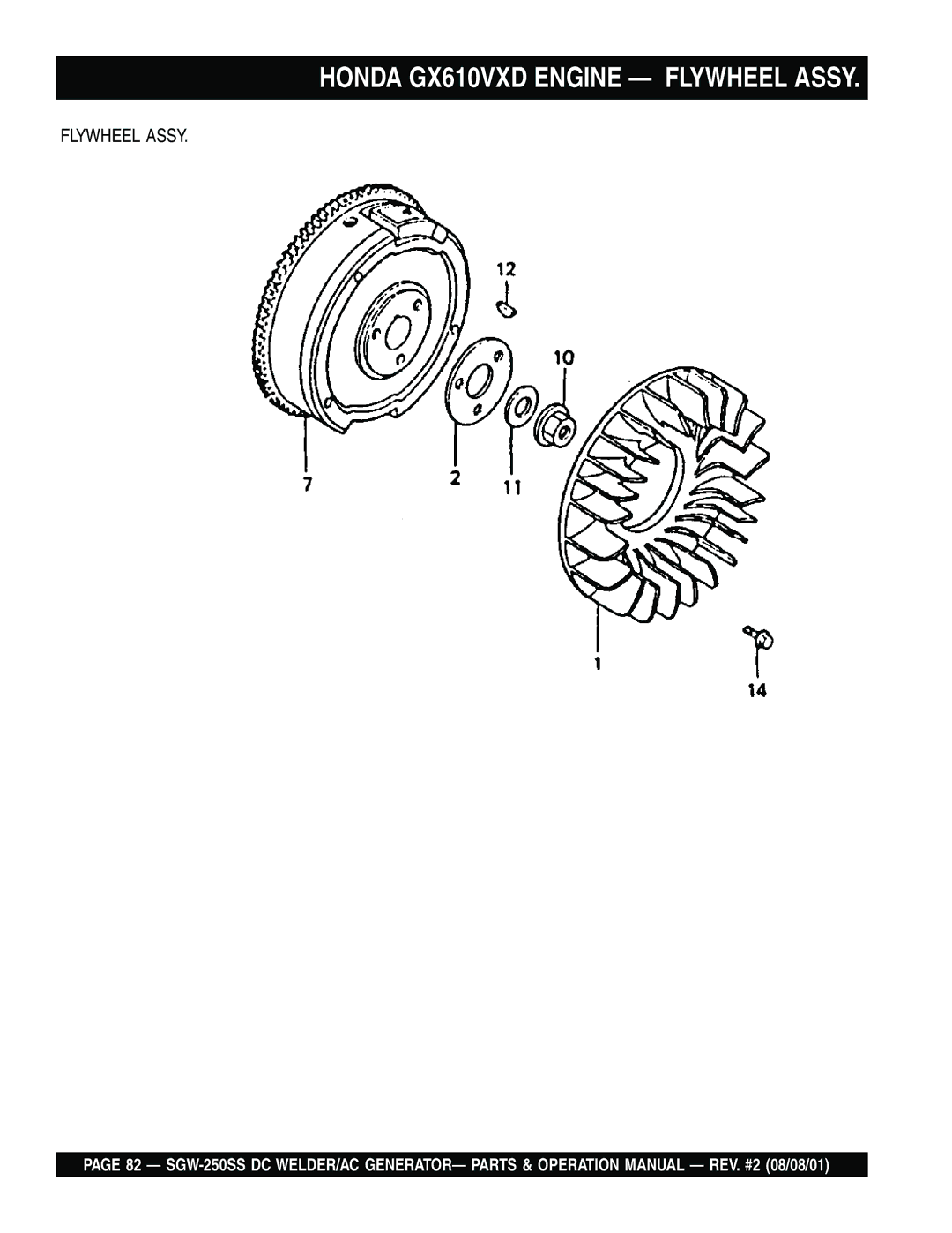 Multiquip SGW-250SS operation manual Flywheel Assy 