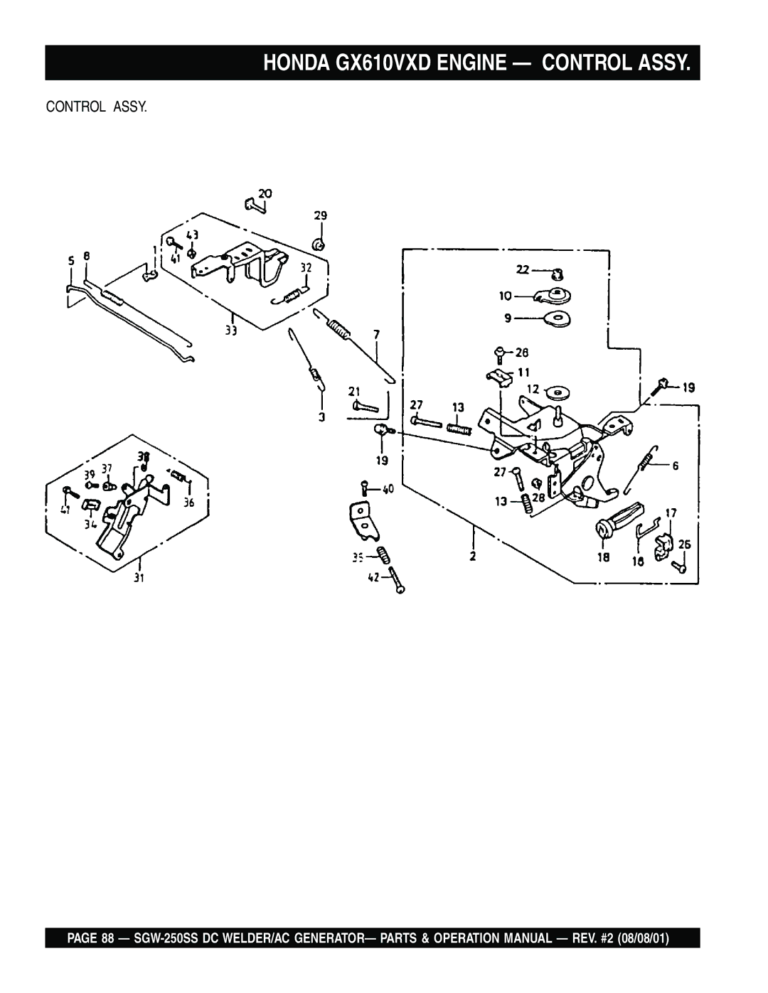 Multiquip SGW-250SS operation manual Honda GX610VXD Engine Control Assy 