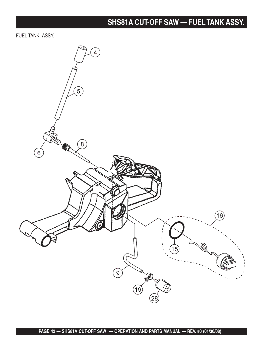 Multiquip manual SHS81A CUT-OFF SAW Fuel Tank Assy 