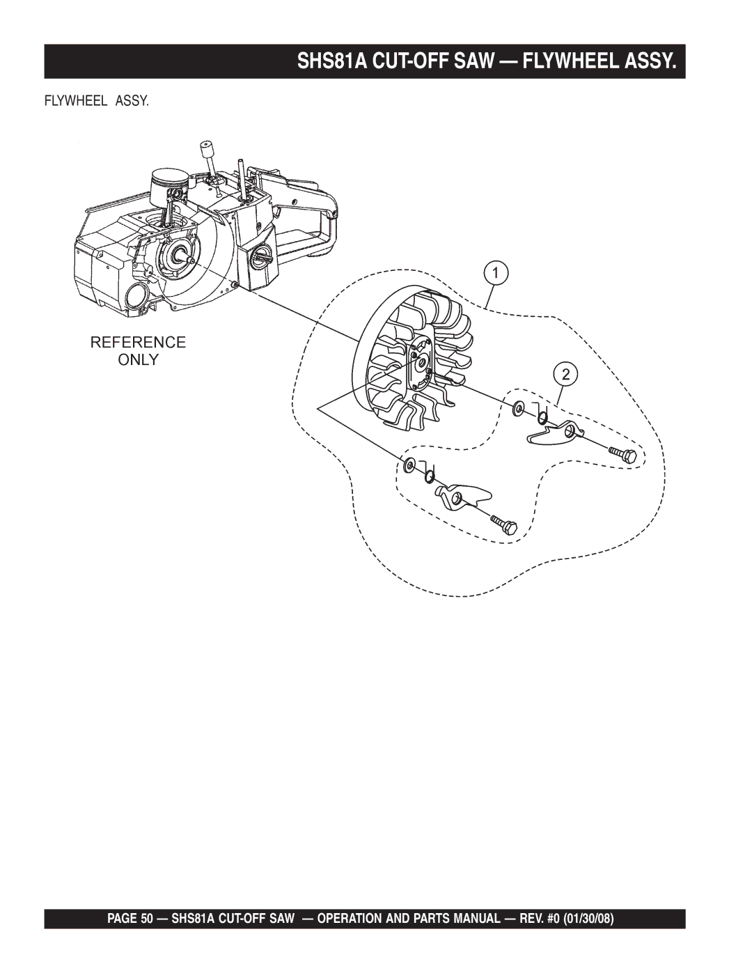 Multiquip manual SHS81A CUT-OFF SAW Flywheel Assy 