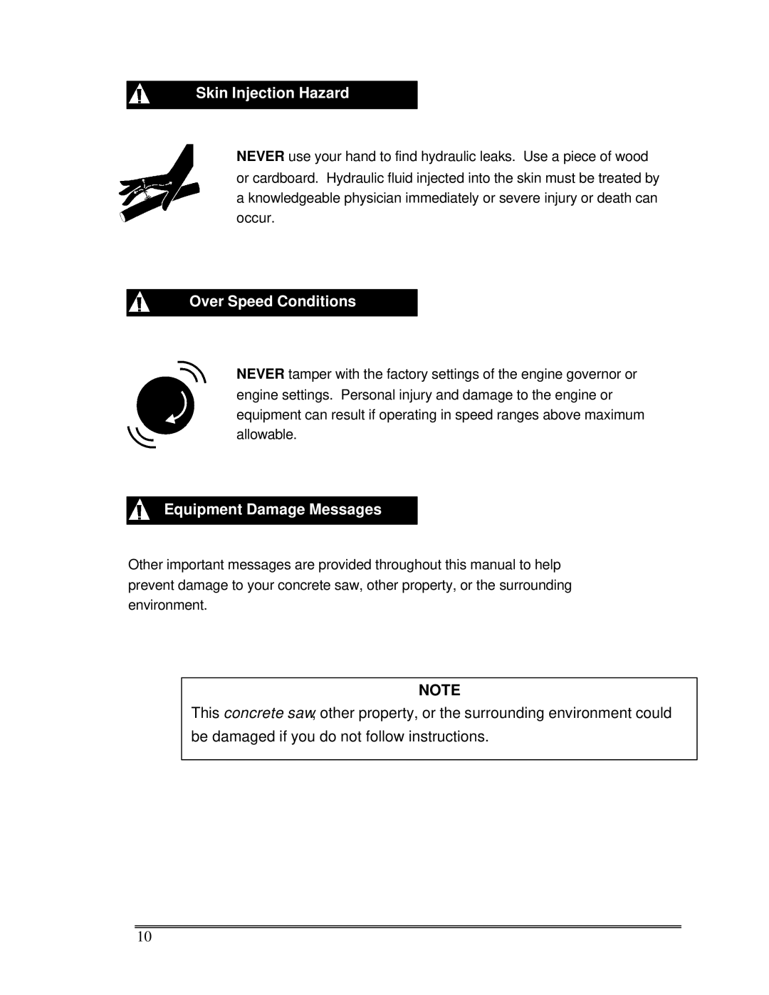 Multiquip Sp-6065 operation manual Skin Injection Hazard 