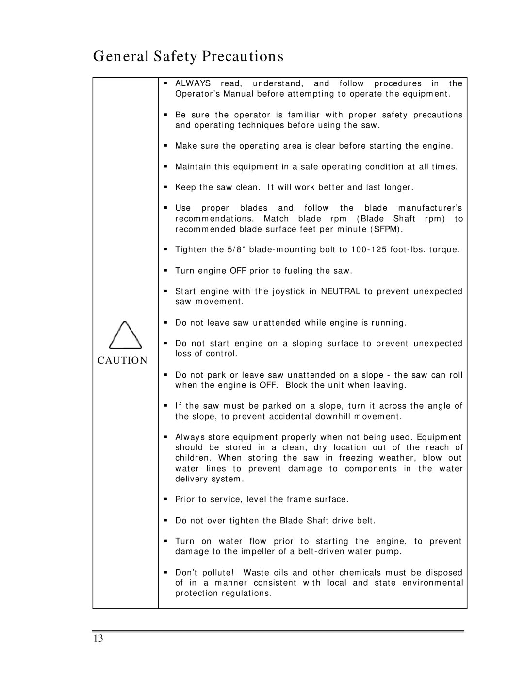 Multiquip Sp-6065 operation manual General Safety Precautions 