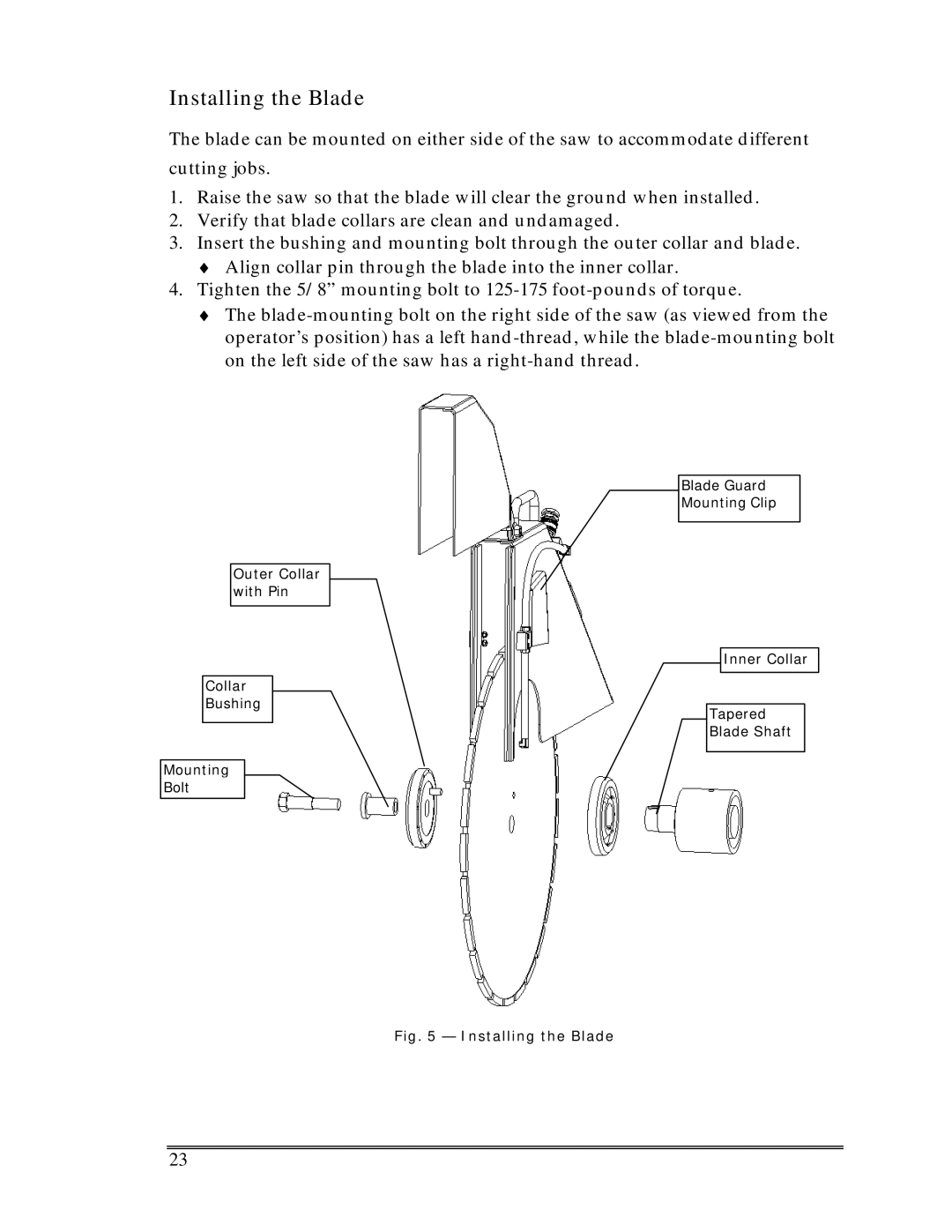 Multiquip Sp-6065 operation manual Installing the Blade 