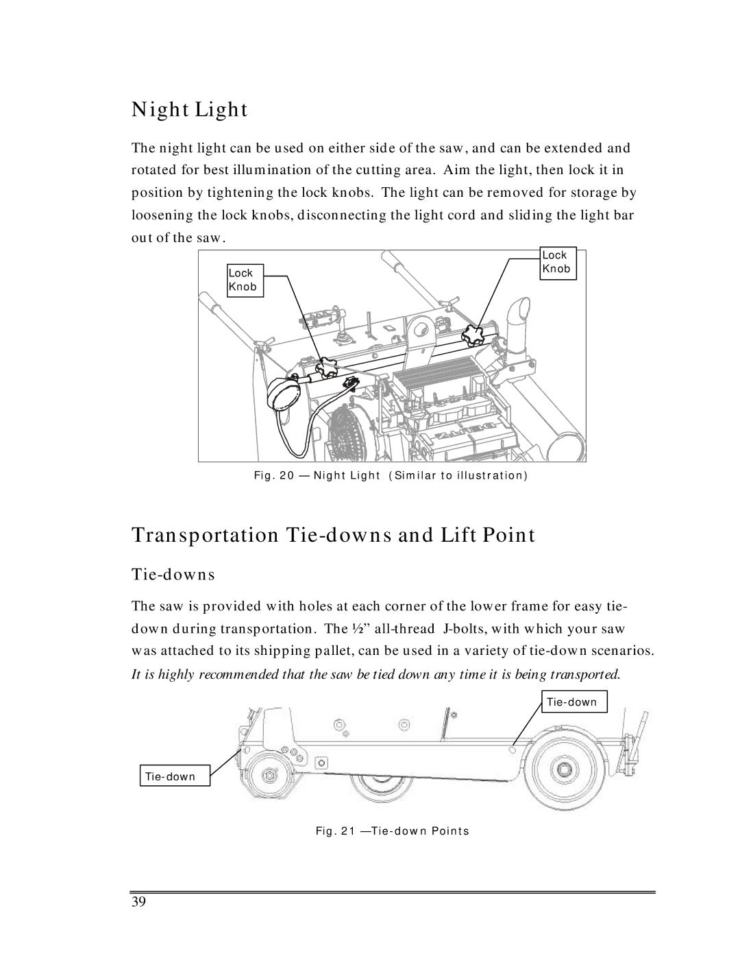 Multiquip Sp-6065 operation manual Night Light, Transportation Tie-downs and Lift Point 